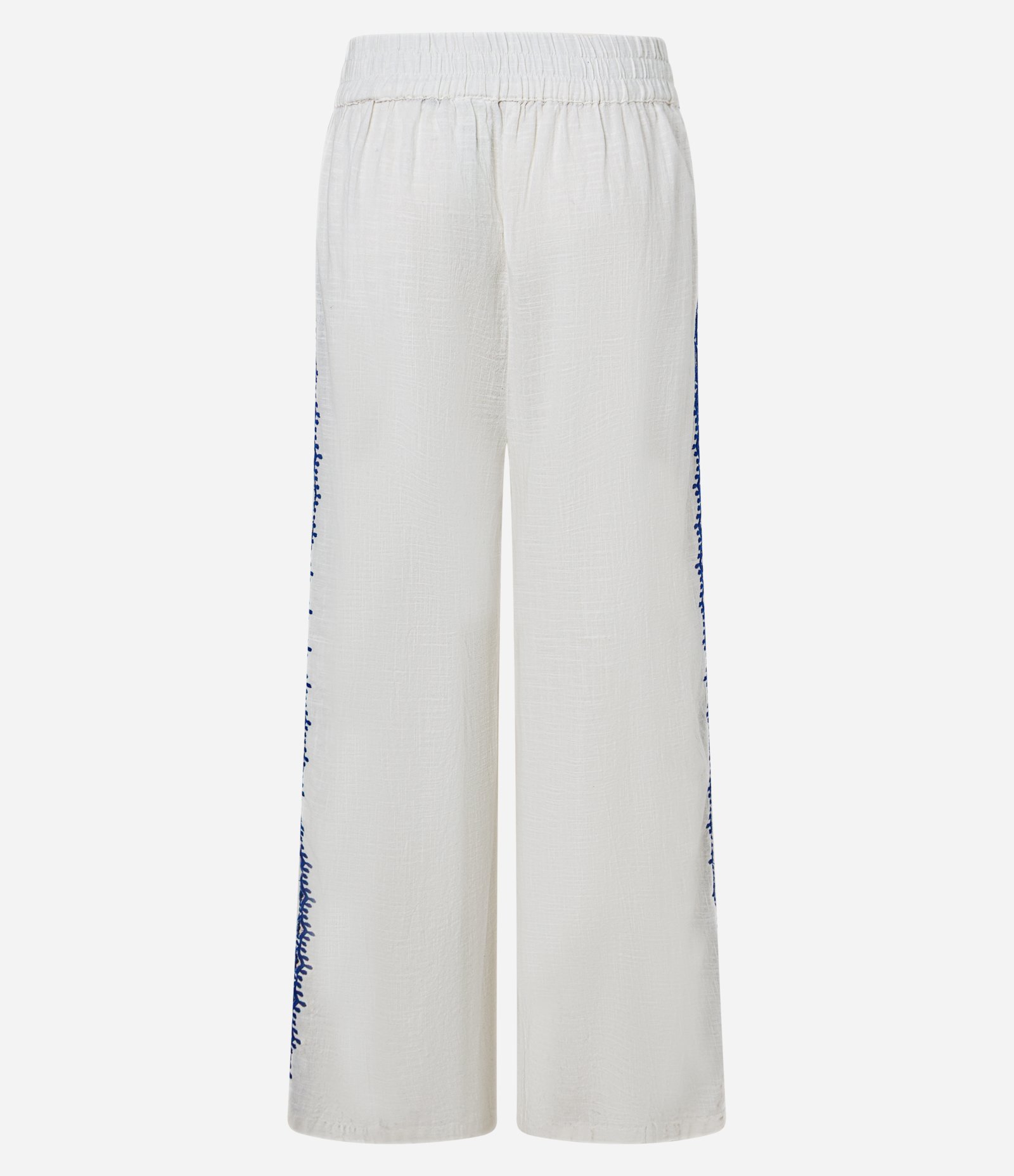 Saída de Praia Calça Pantalona em Voal com Bordado e Vazado Lateral Branco 7