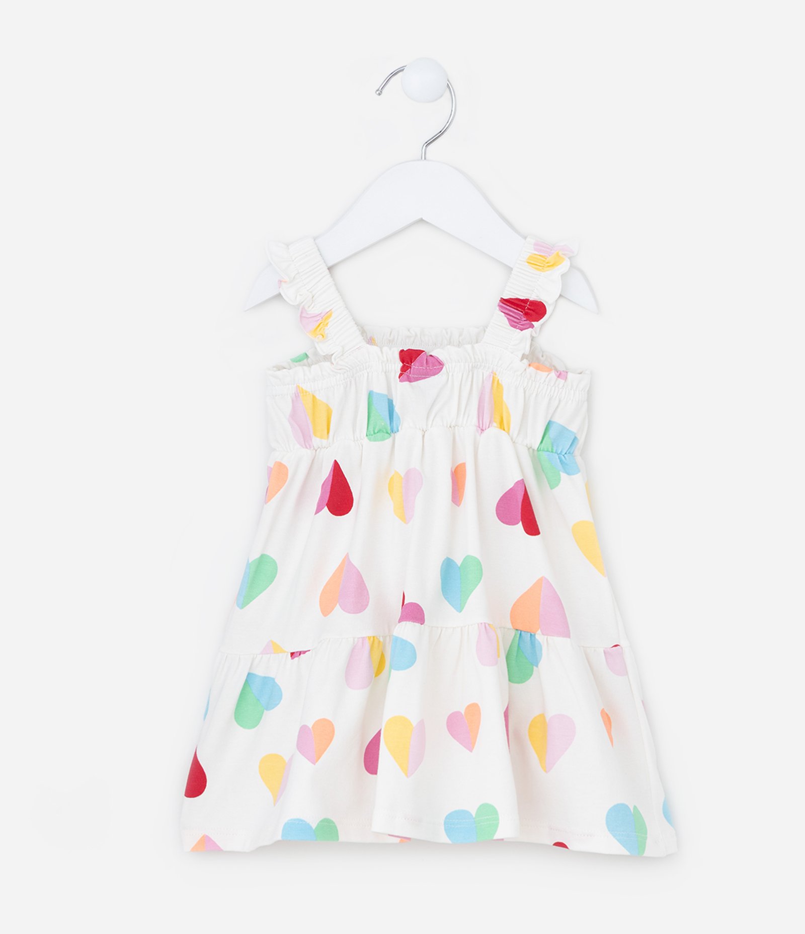 Vestido Infantil com Estampa Corações - Tam 0 a 18 meses Branco 2