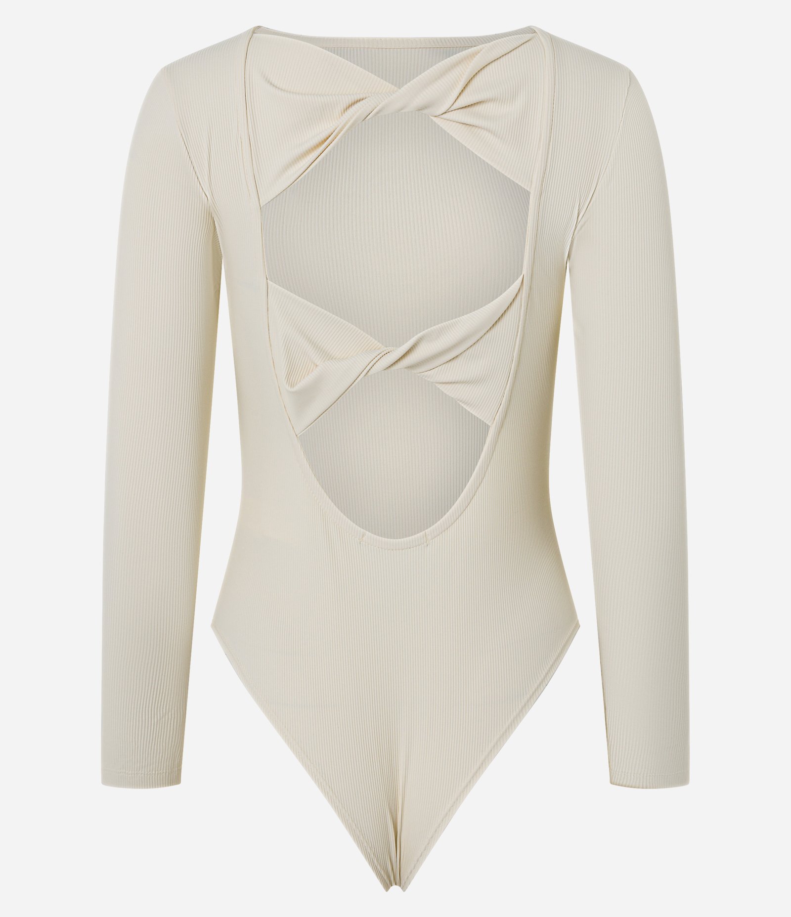 Body Texturizado em Microfibra com Tiras Torcidas nas Costas Off White 6