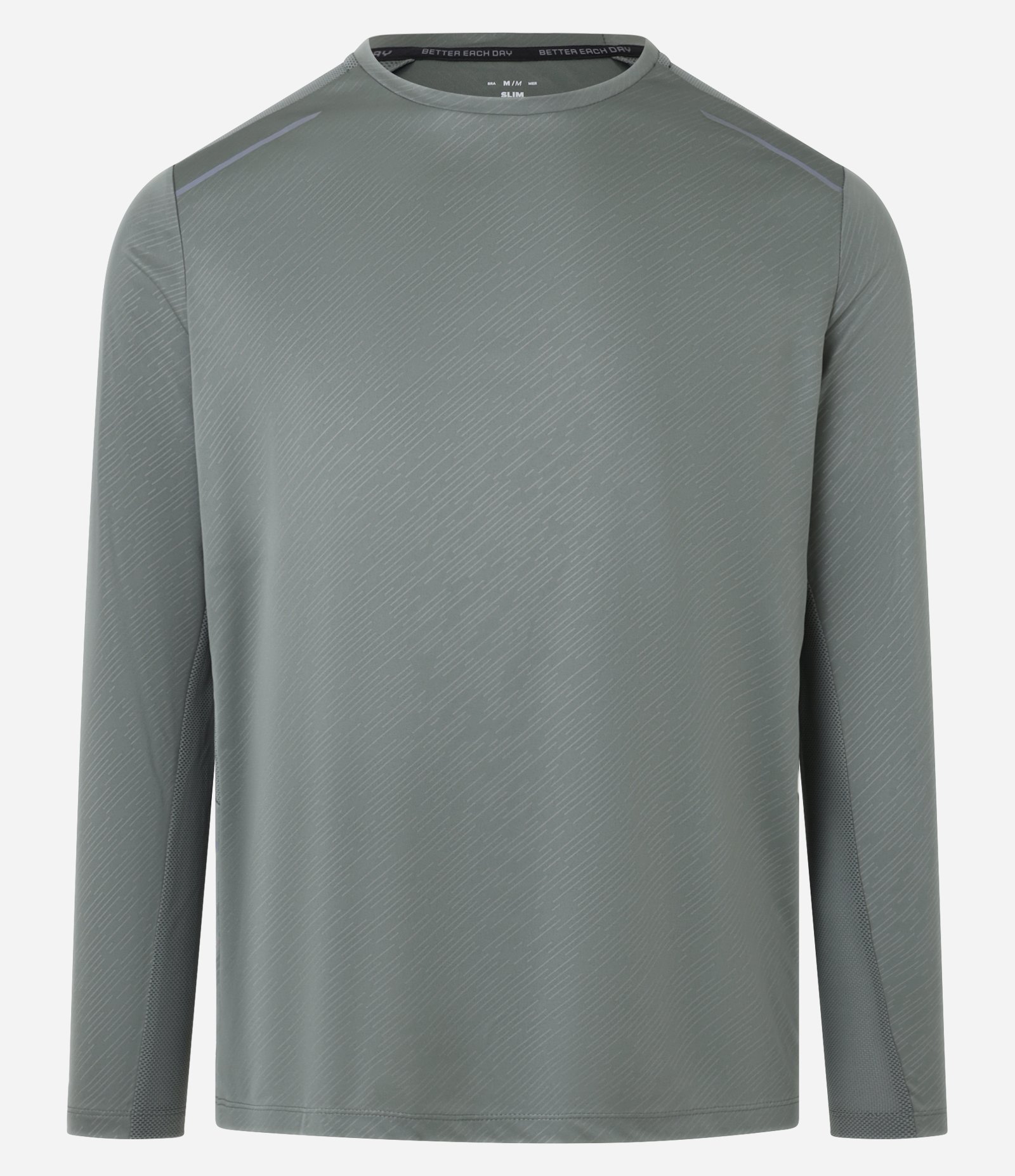 Camiseta Esportiva com Estampa Riscada com Proteção UV Verde Acinzentado 6