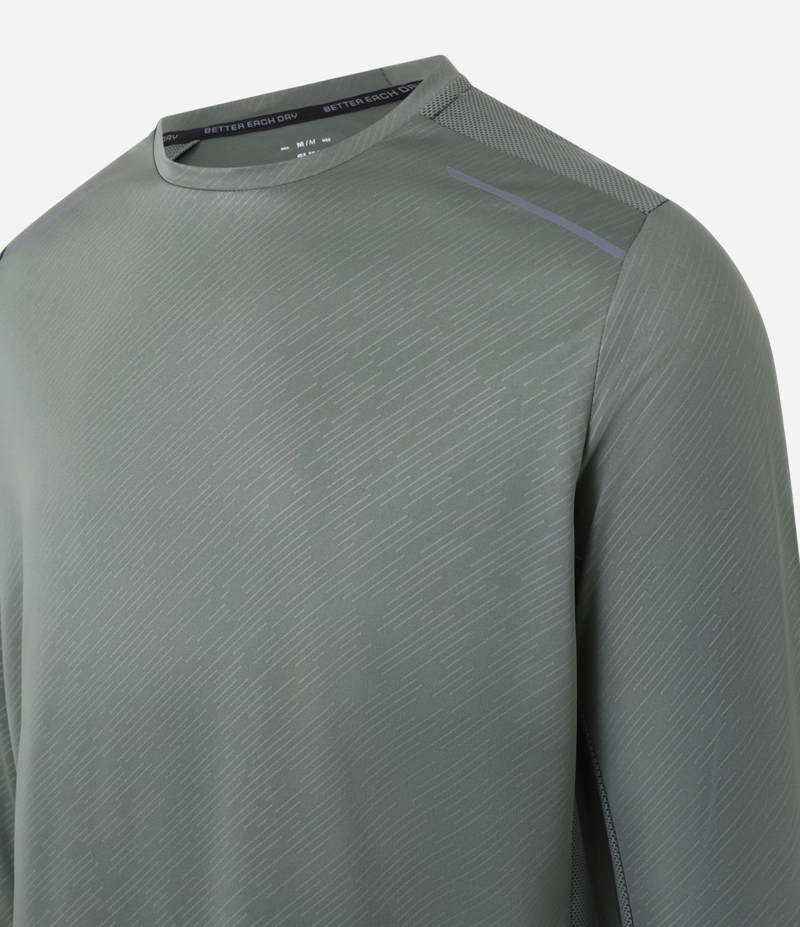 Camiseta Esportiva com Estampa Riscada com Proteção UV Verde Acinzentado 7