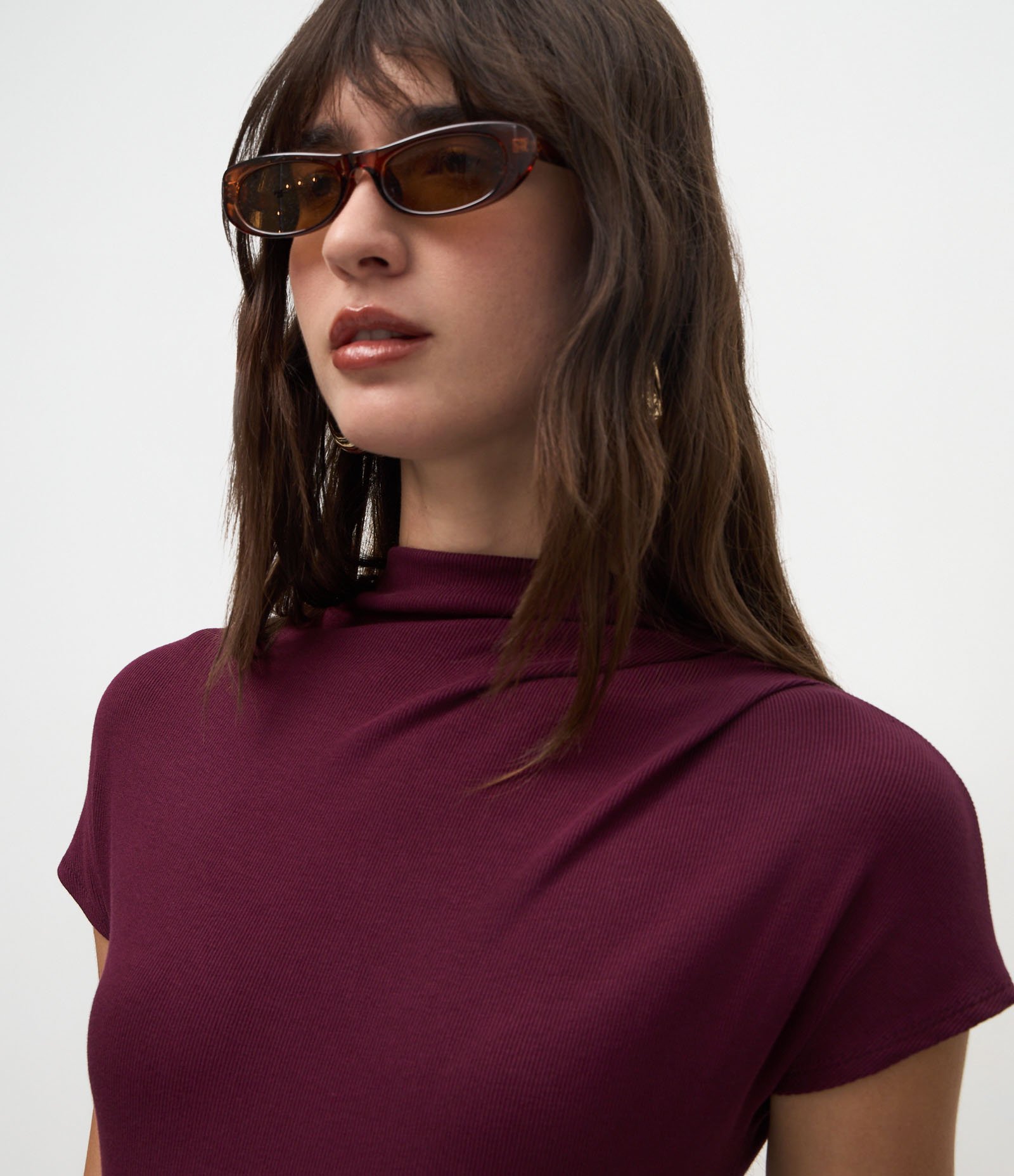 Blusa em Viscose Seamless com Golinha Alta Vinho 7
