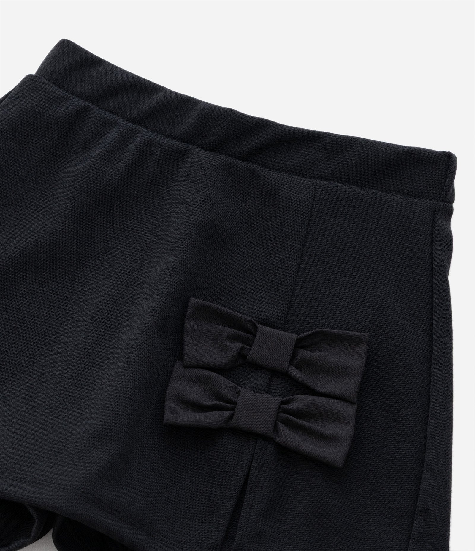 Short Saia Infantil em Ponto Roma com Lacinhos Aplicados - Tam 5 a 14 Anos Preto 5