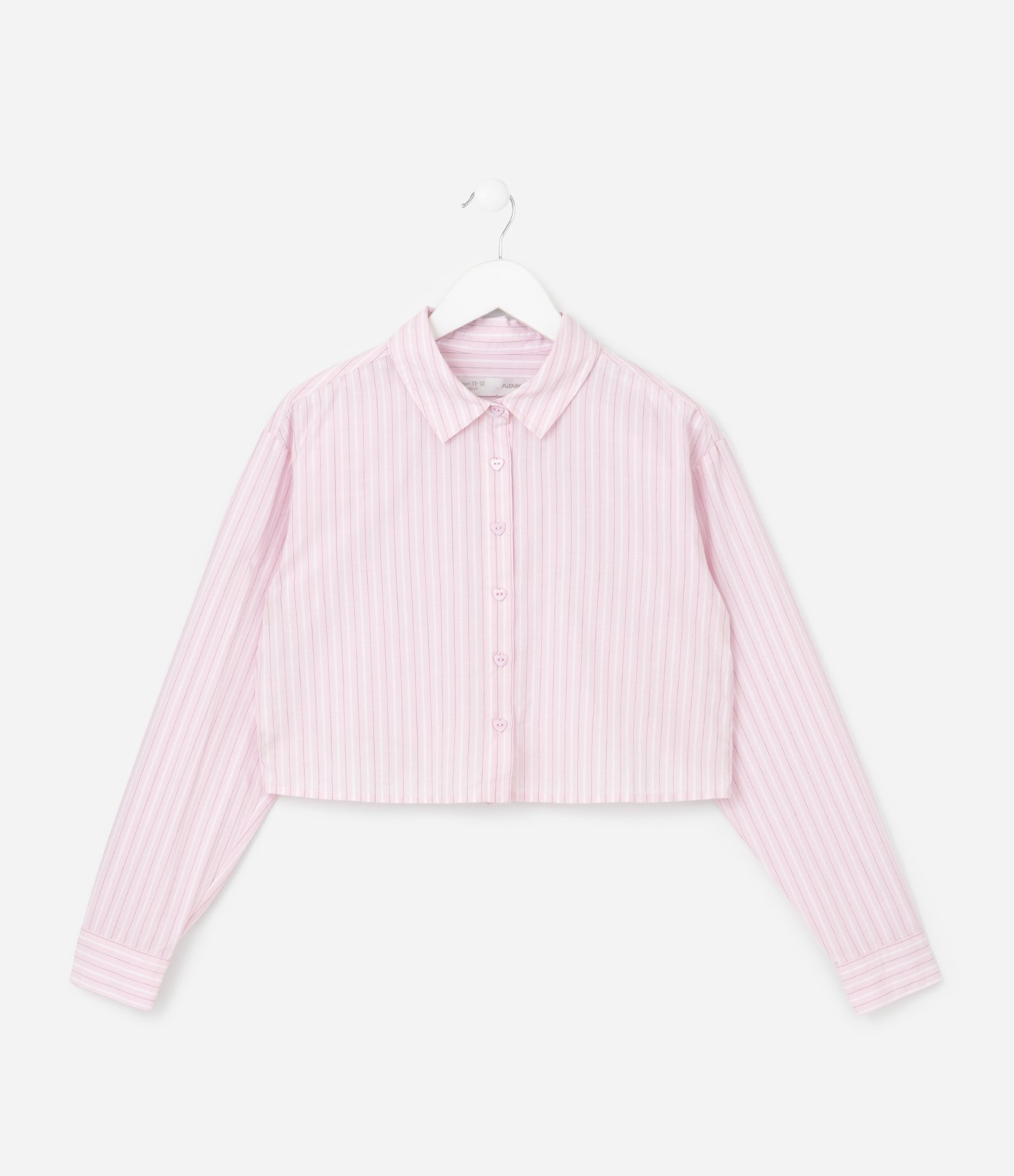 Camisa Curta Infantil em Tricoline com Listras a Fio Tinto - Tam 5 a 14 Anos Rosa 2