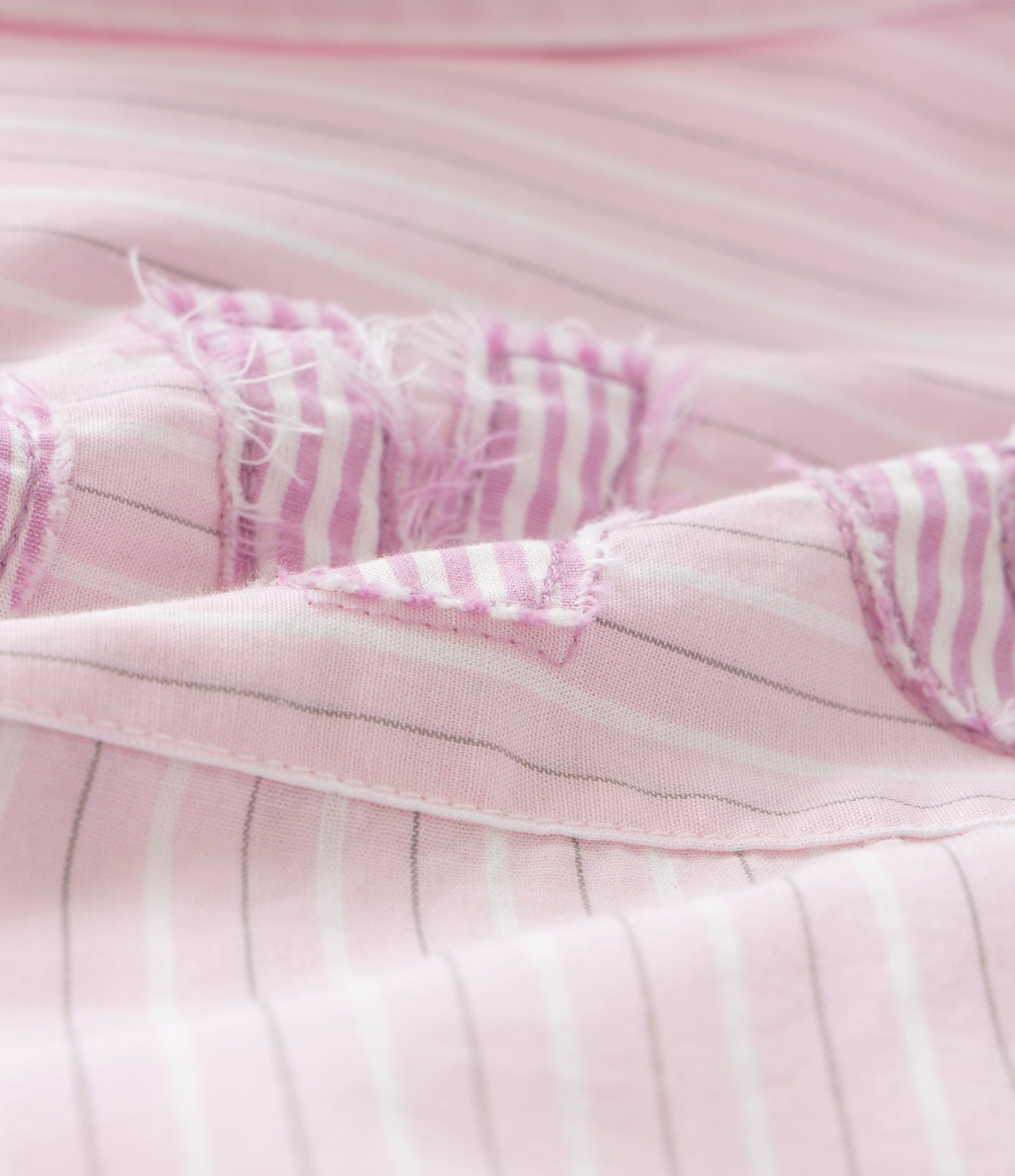 Camisa Curta Infantil em Tricoline com Listras a Fio Tinto - Tam 5 a 14 Anos Rosa 4