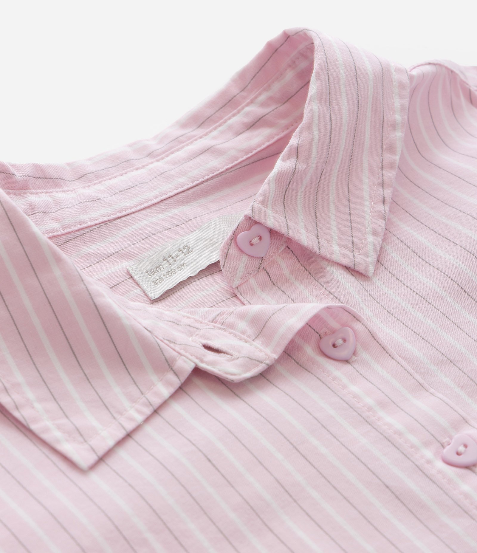 Camisa Curta Infantil em Tricoline com Listras a Fio Tinto - Tam 5 a 14 Anos Rosa 5