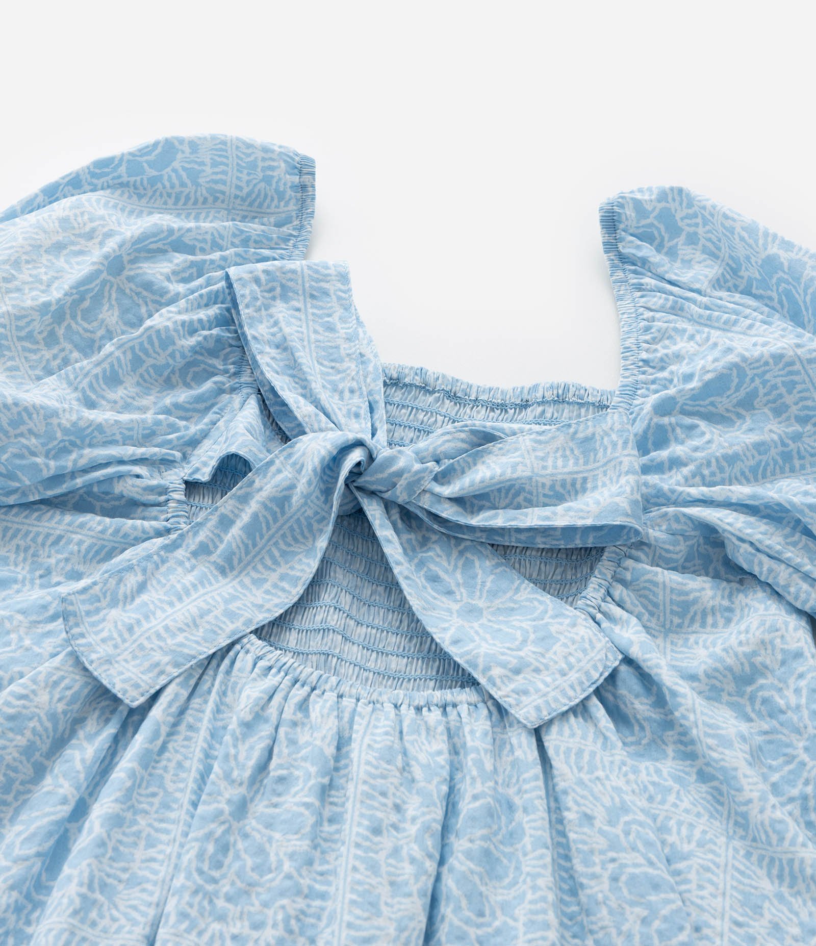 Vestido Infantil Texturizado com Laço nas Costas - Tam 5 a 14 Anos Azul 4