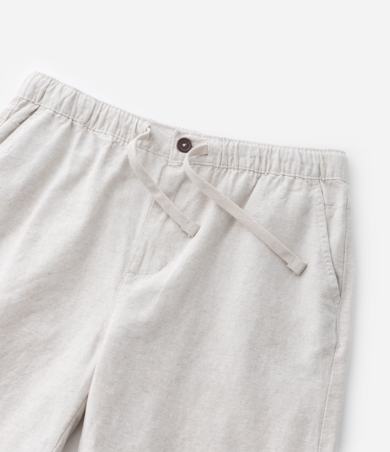 Bermuda Infantil em Algodão e Linho com Cós Elástico - Tam 5 a 14 anos Bege 7