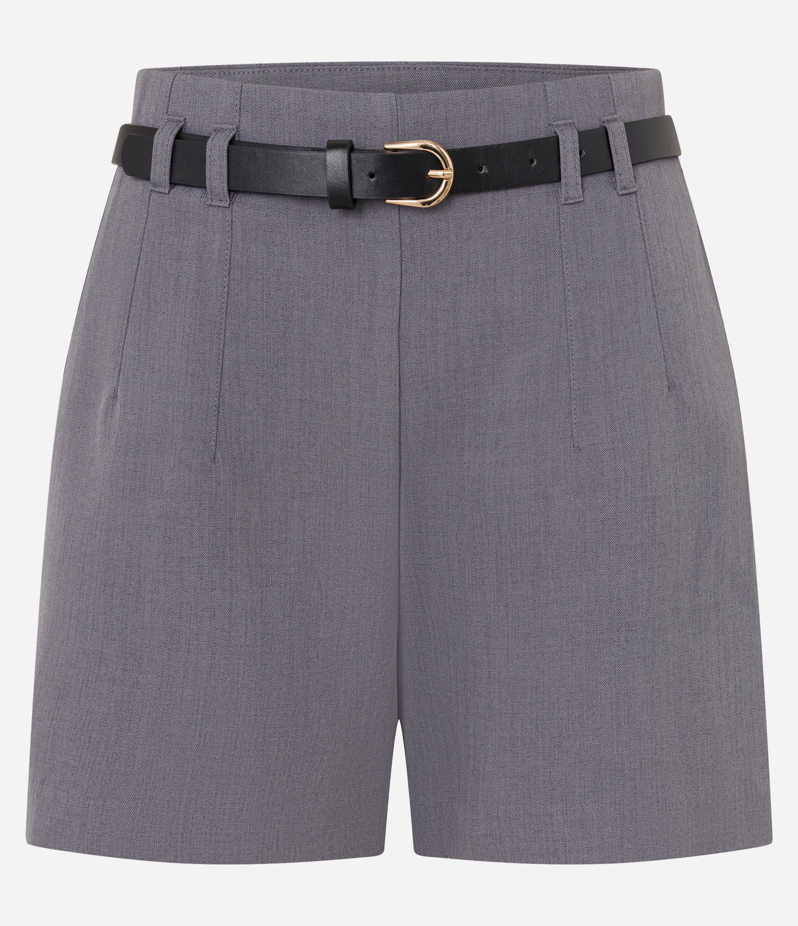 Short Alfaiatado Cintura Alta com Cinto Fino de PU Cinza 5