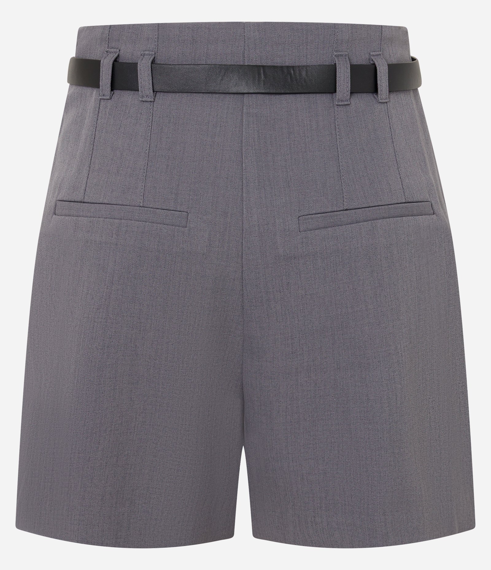 Short Alfaiatado Cintura Alta com Cinto Fino de PU Cinza 6