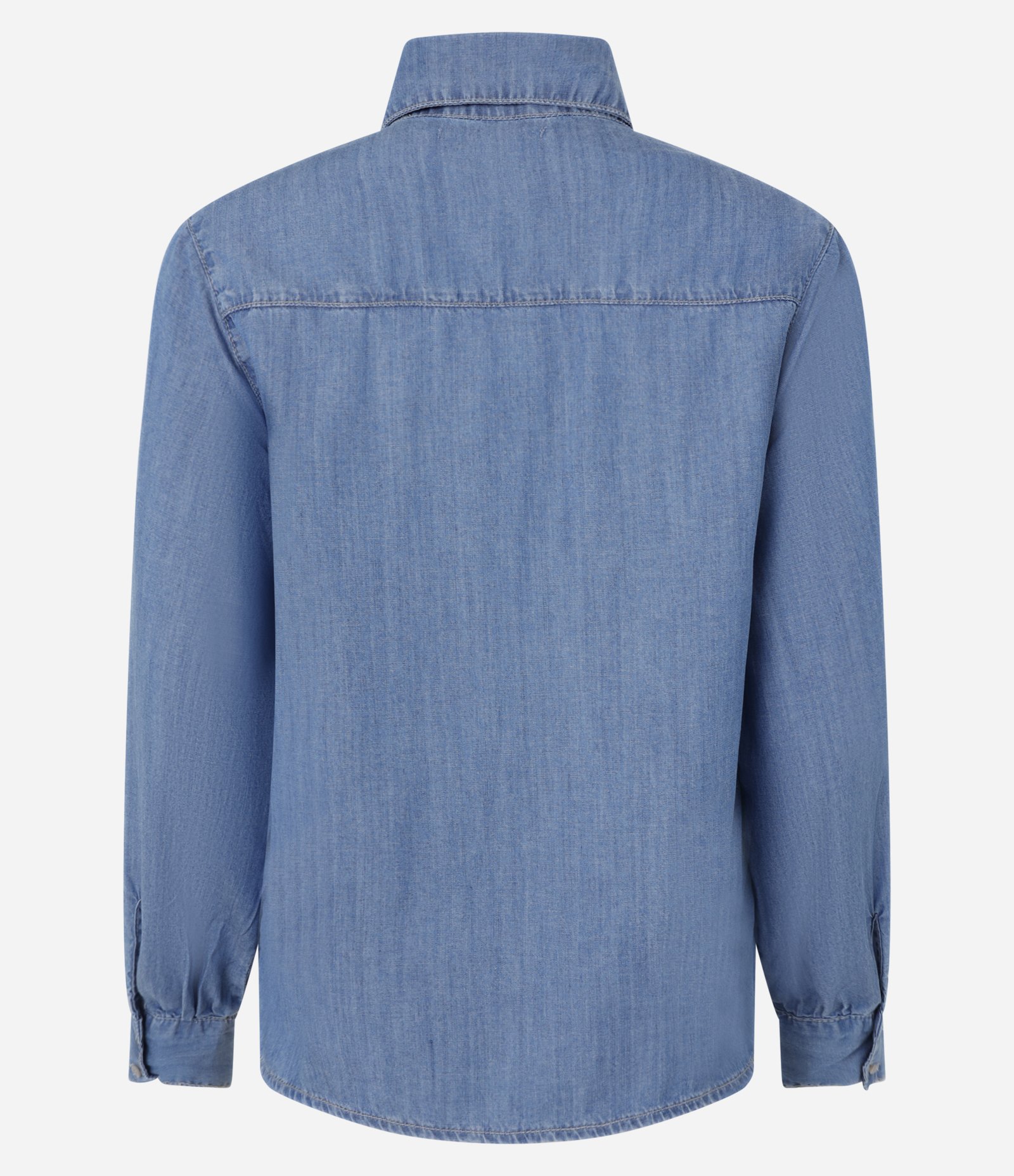 Camisa Jeans Liocel com Franzidos nos Punhos Azul 7