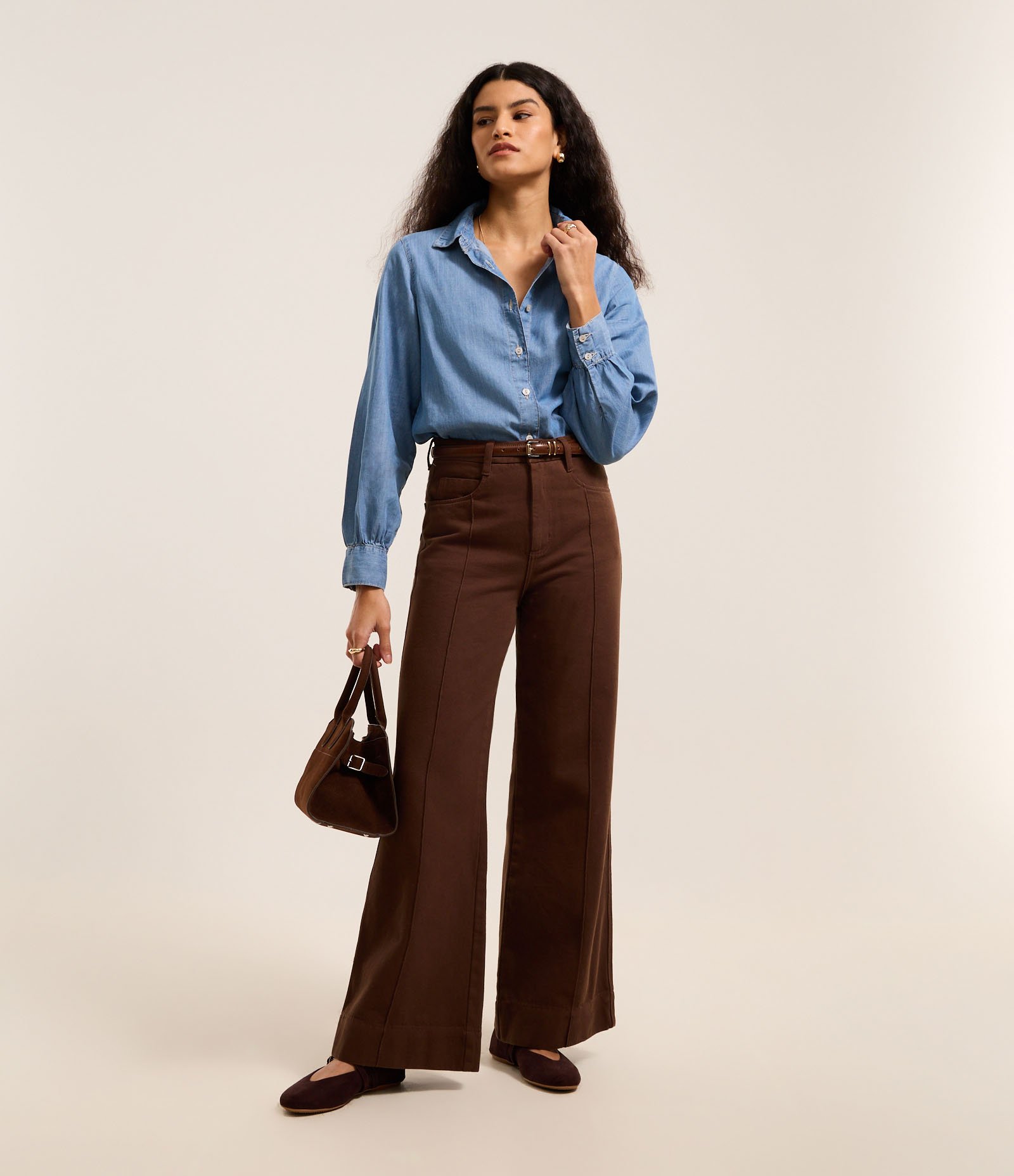 Camisa Jeans Liocel com Franzidos nos Punhos Azul 2