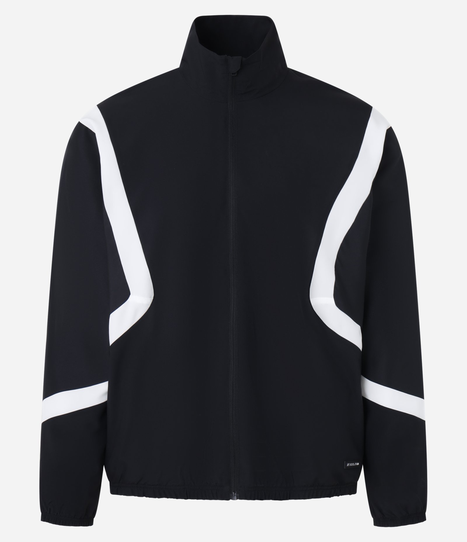 Jaqueta Gola Alta com Recortes Contrastantes Preto 8