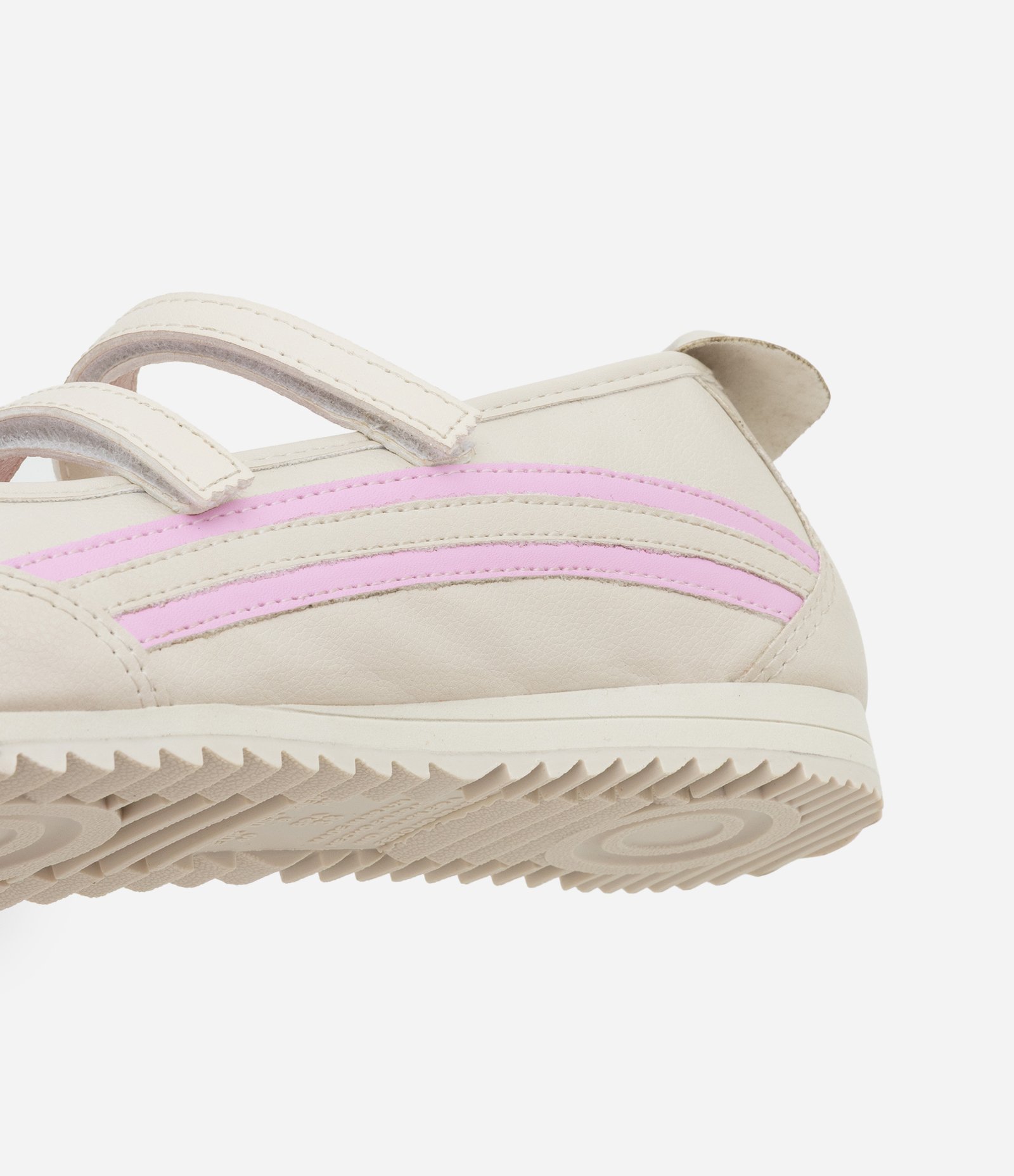 Tênis Sapatilha Chuteira em PU com Detalhe Lateral e Tiras em Velcro Off White/Rosa 5