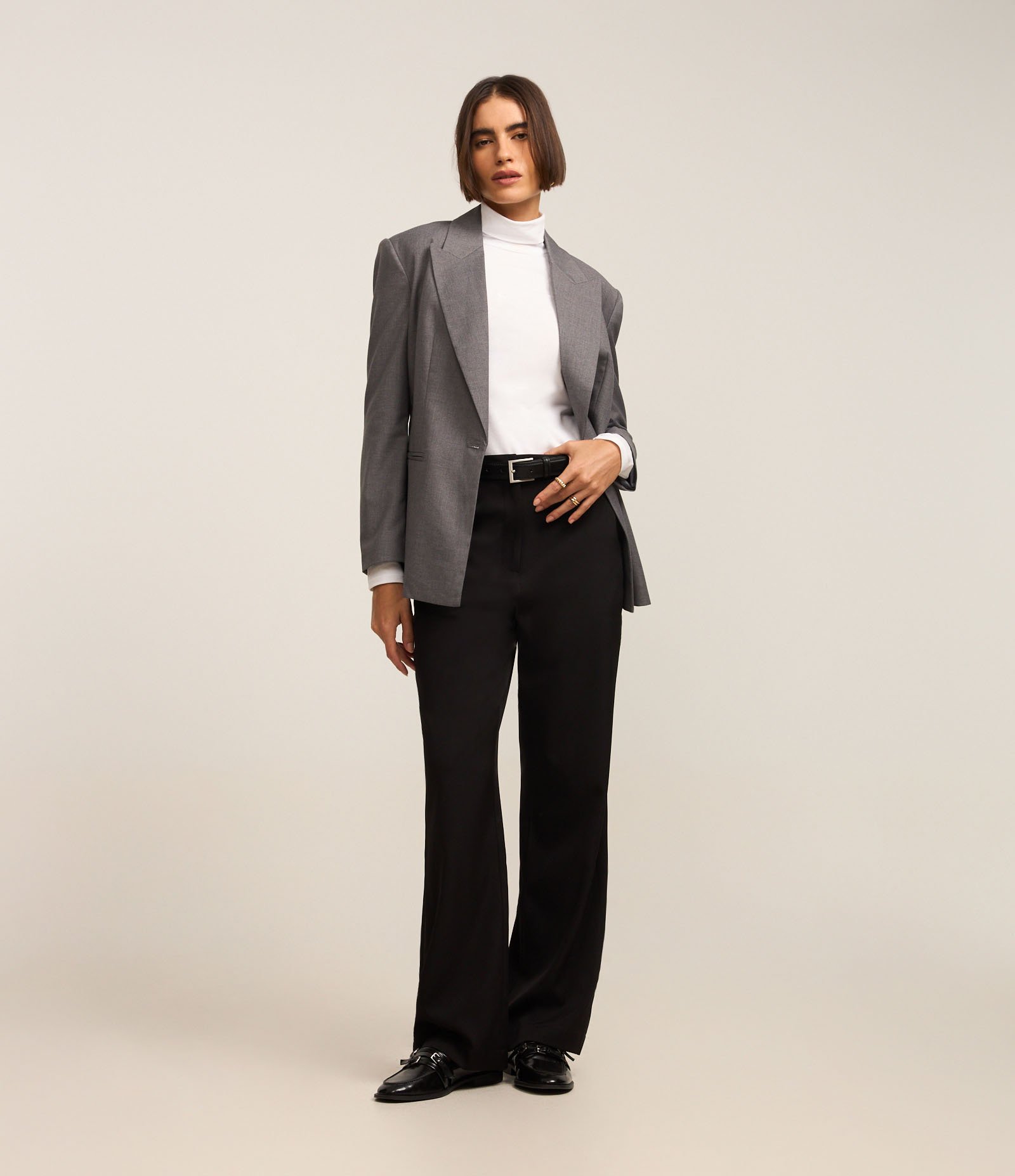 Blusa em Algodão com Golinha Alta Branco 3