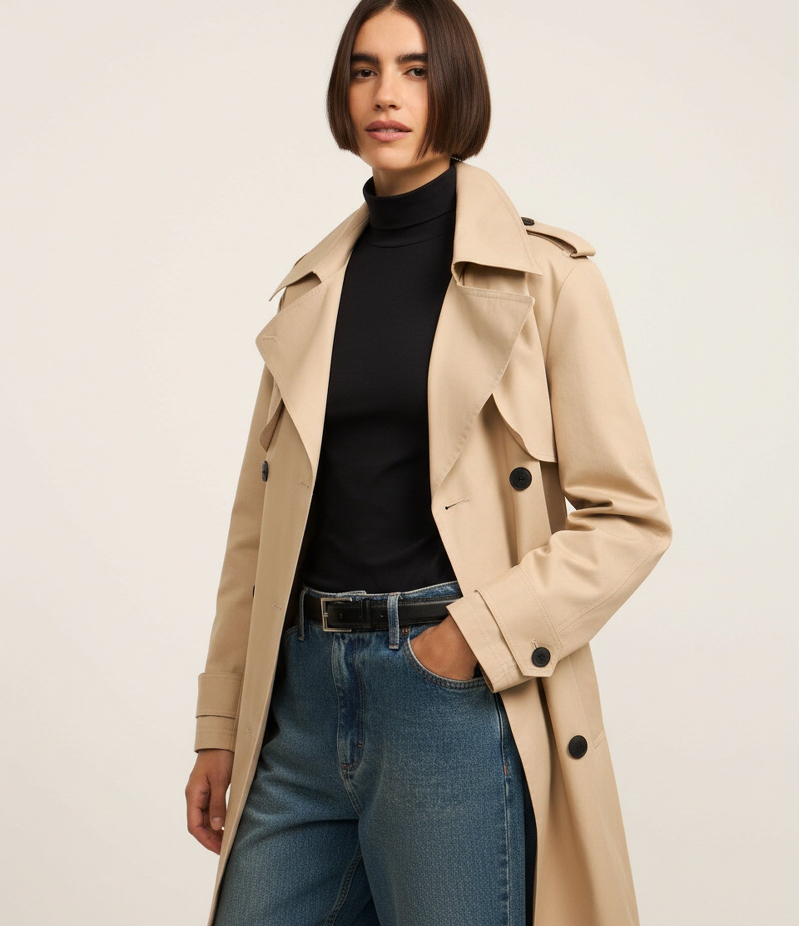 Blusa em Algodão com Golinha Alta Preto 4