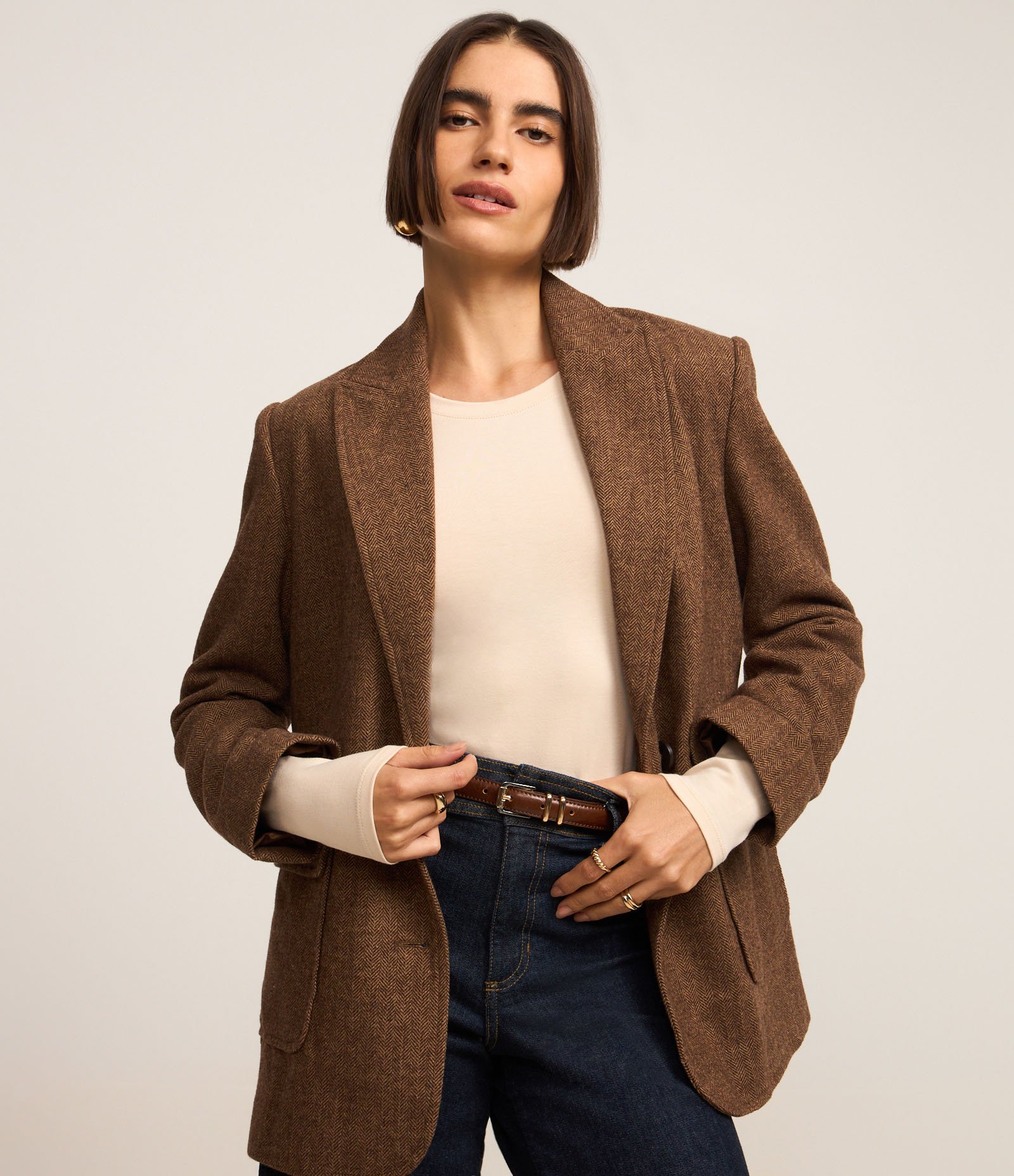 Blusa em Algodão com Gola Redonda Bege 3