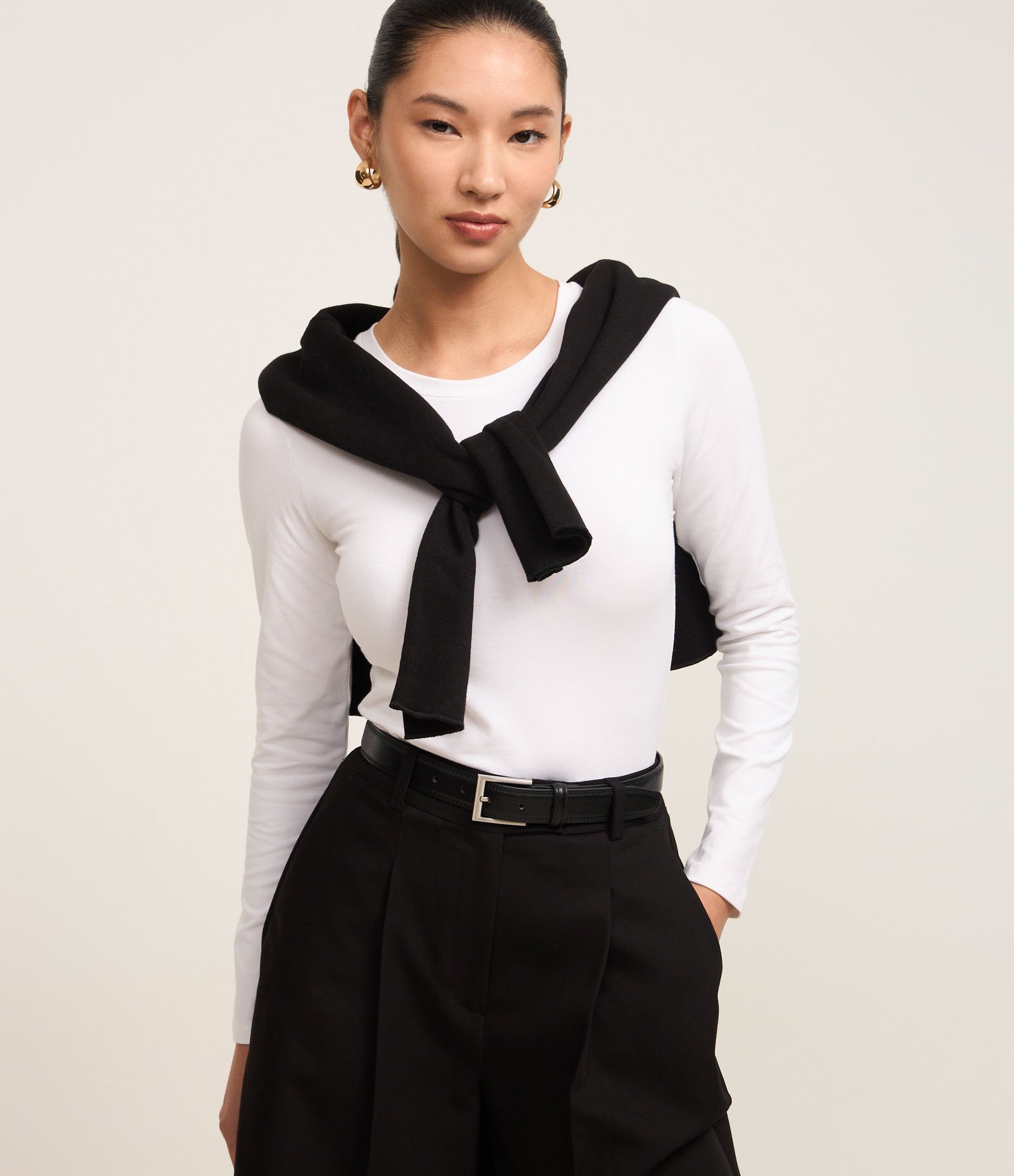 Blusa em Algodão com Gola Redonda Branco 1