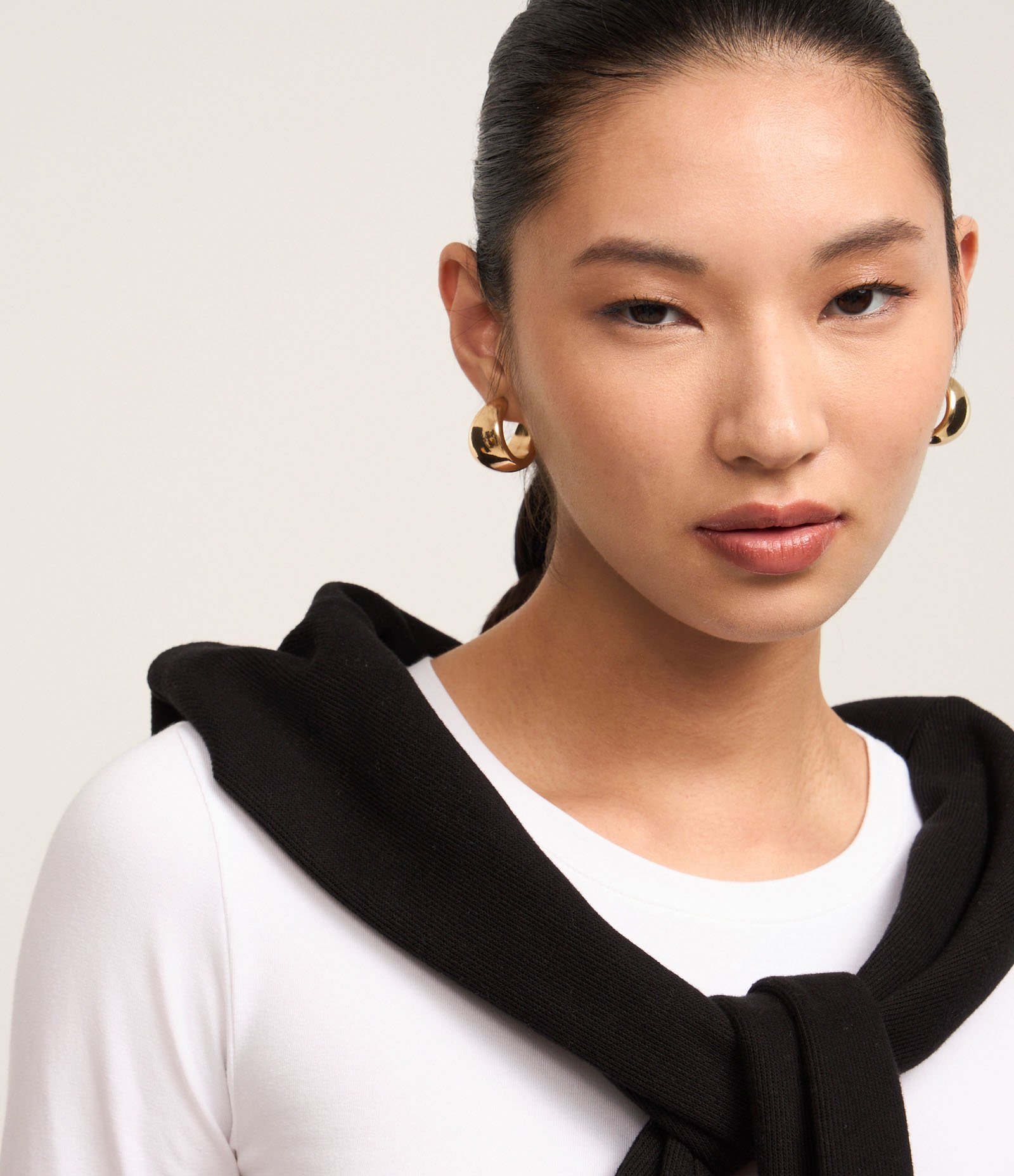 Blusa em Algodão com Gola Redonda Branco 4