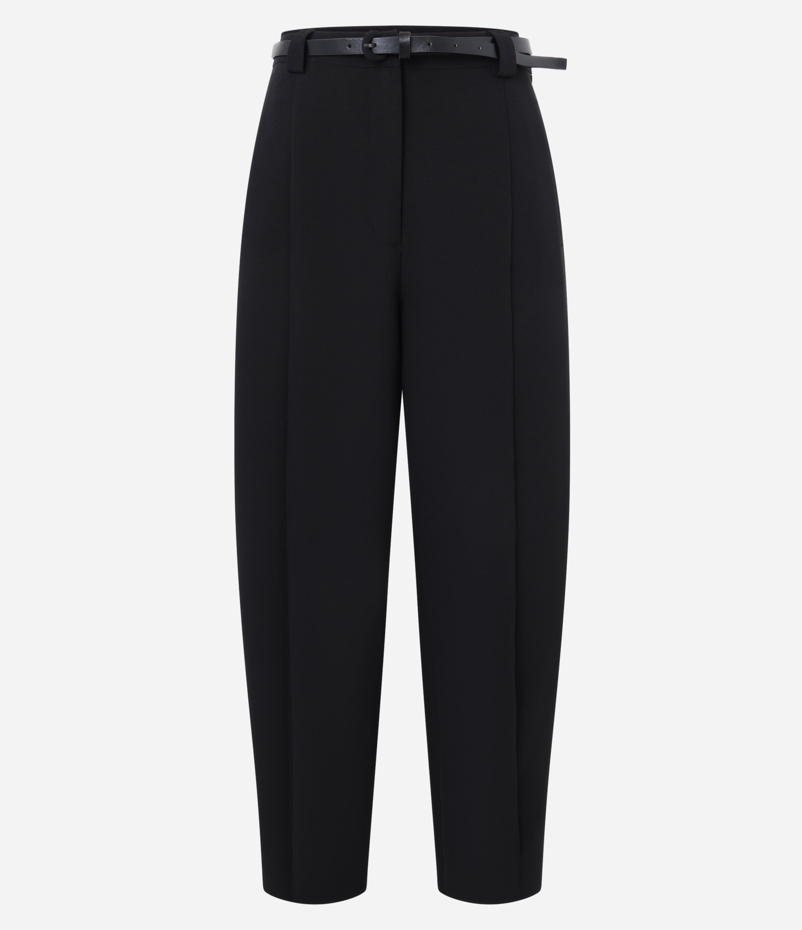 Calça Cenoura Alfaiatada com Cinto Fino de Fivela Forrada Preto 5