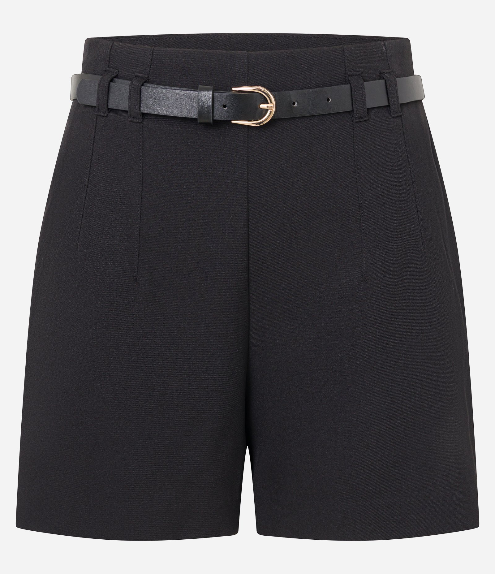 Short Alfaiatado Cintura Alta com Cinto Fino de PU Preto 5