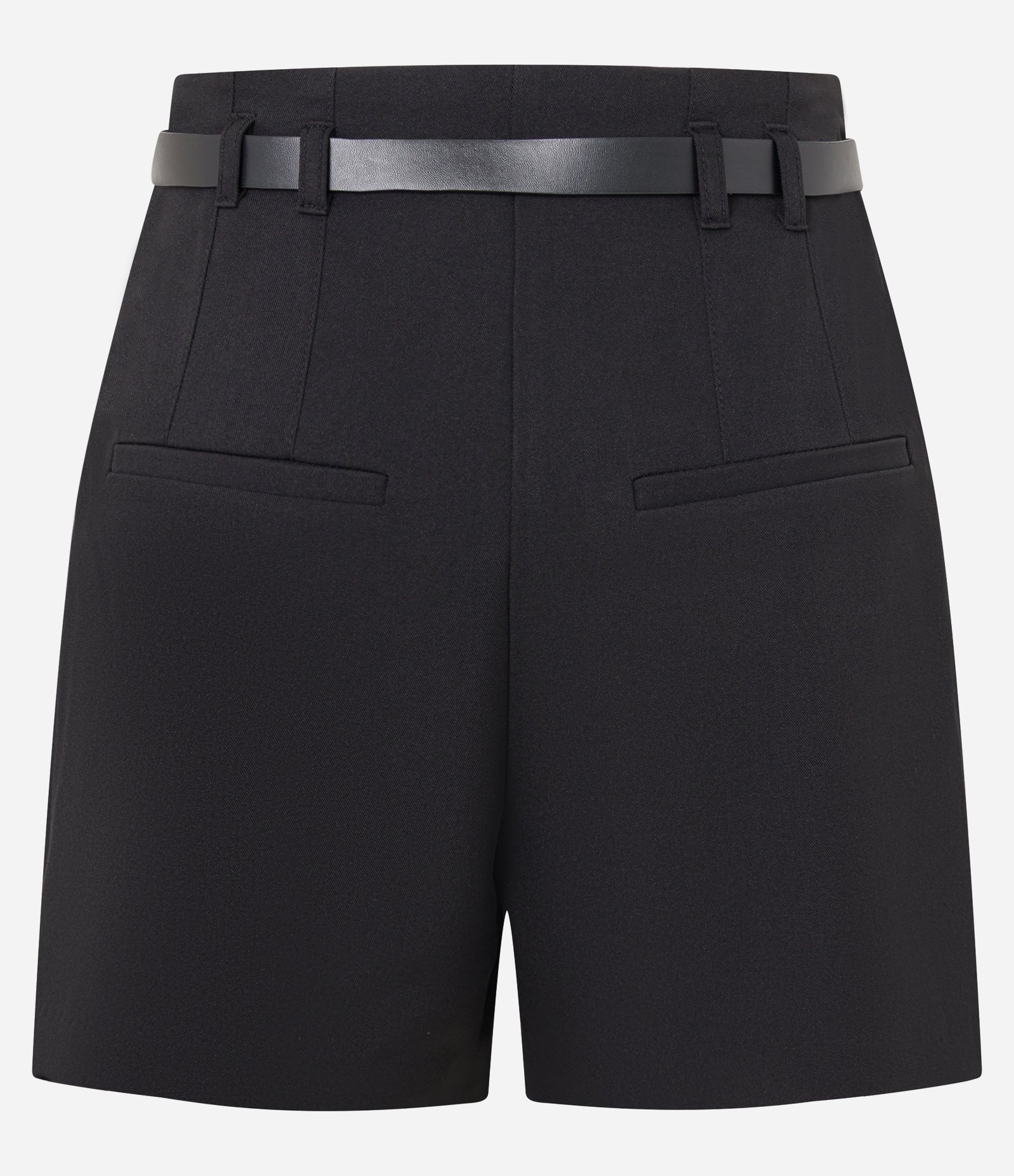 Short Alfaiatado Cintura Alta com Cinto Fino de PU Preto 6
