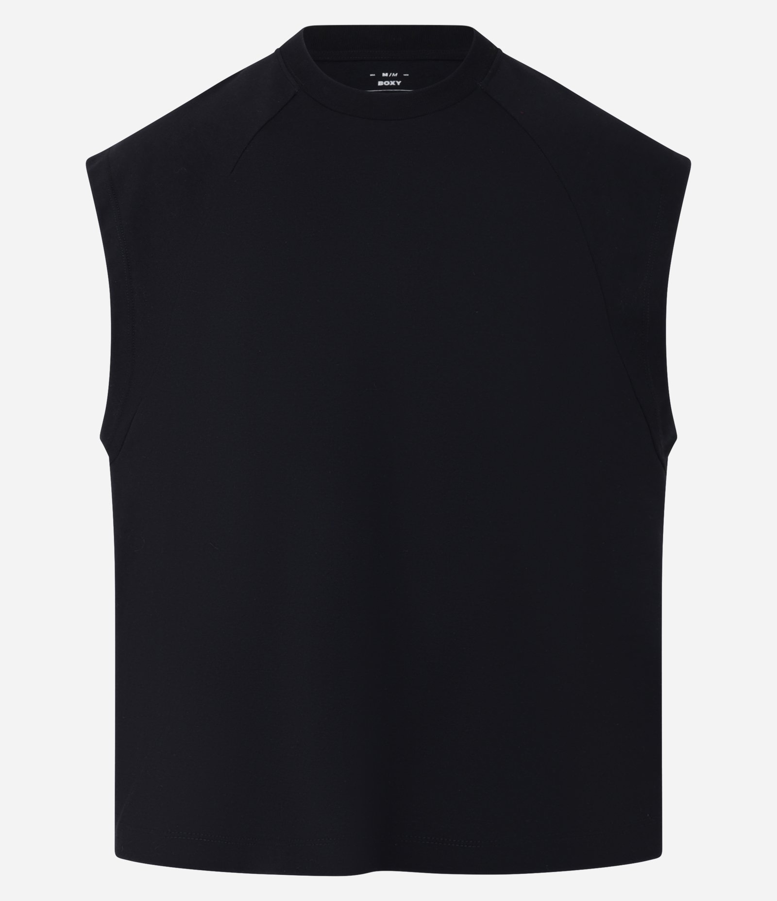 Regata Boxy em Malhão com Gola Raglan Preto 4