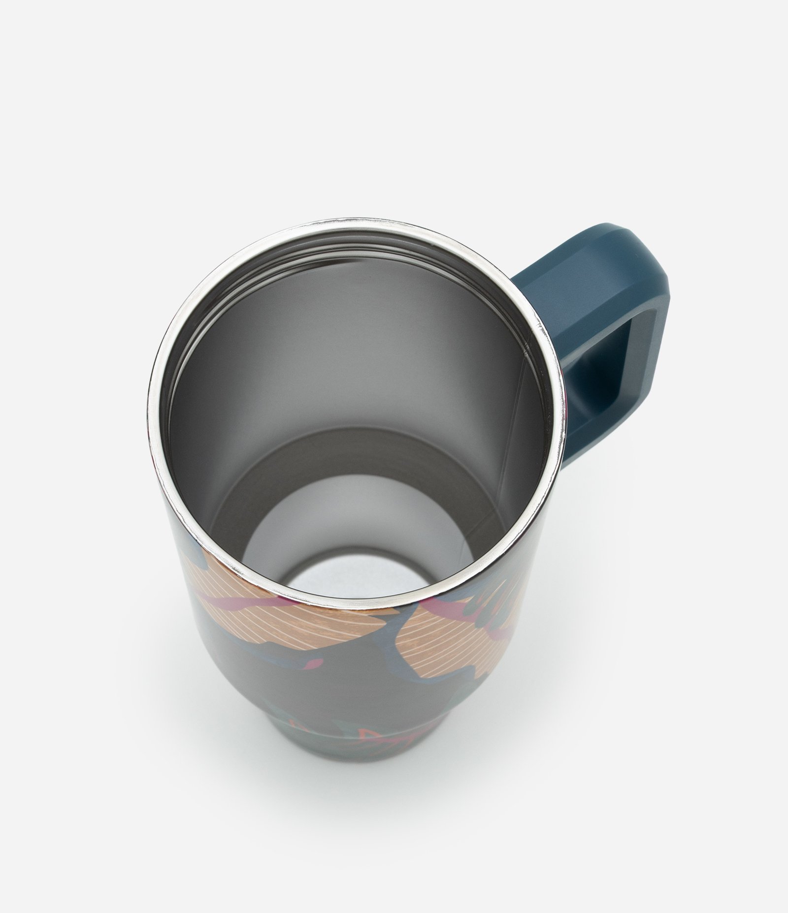 Copo com Canudo Reutilizável Estampa Folhagem 1,2L Azul Marinho 3