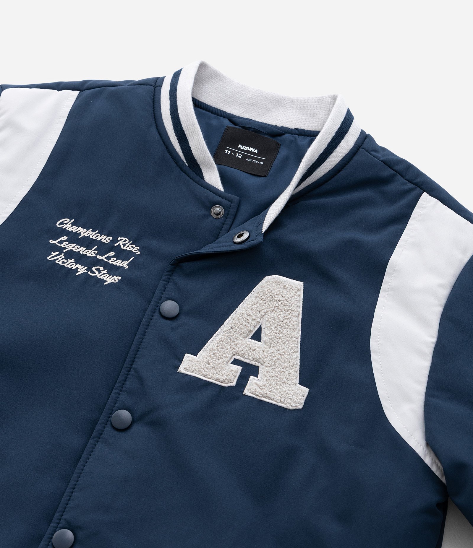 Jaqueta College Bomber Infantil com Estampa Lettering - Tam 5 A 14 Anos Azul 4