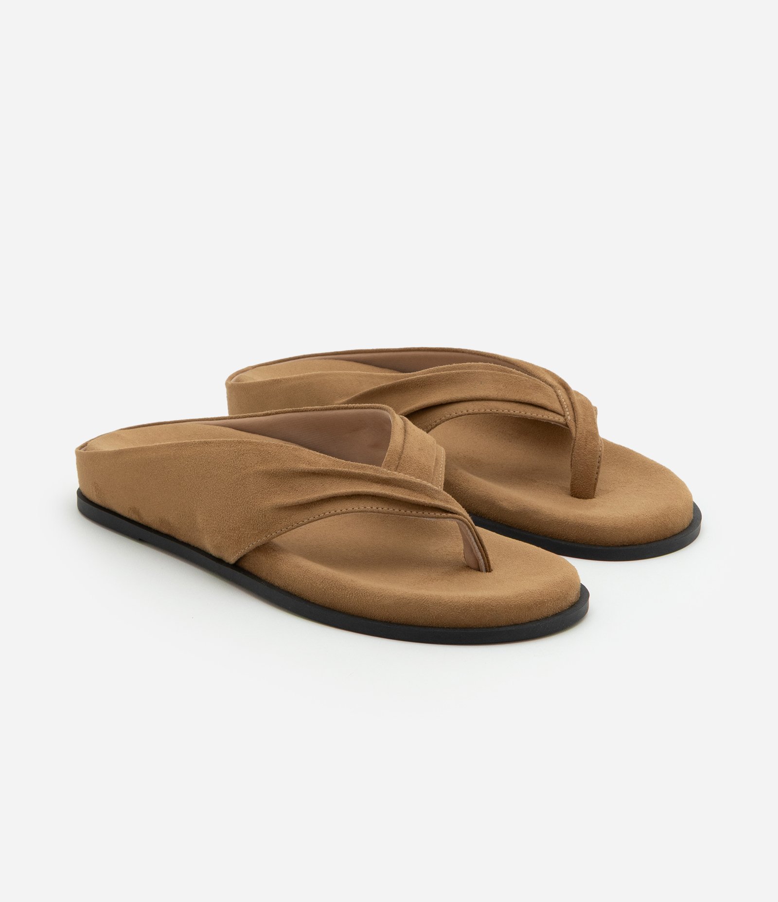 Sandália Rasteira Sport com Cabedal Enrugado Marrom 3