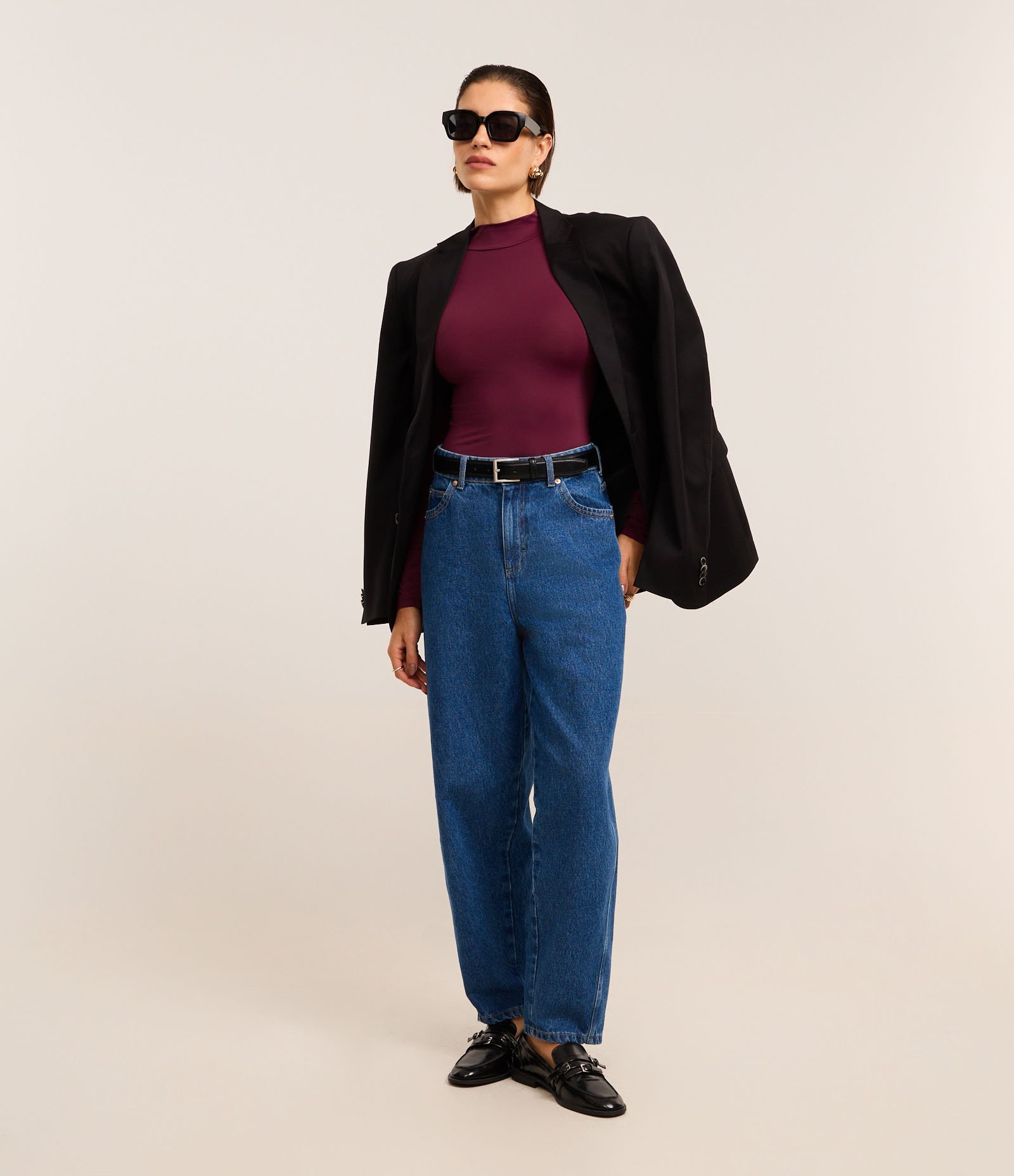 Body Básico em Poliamida com Golinha Alta Bordô 2