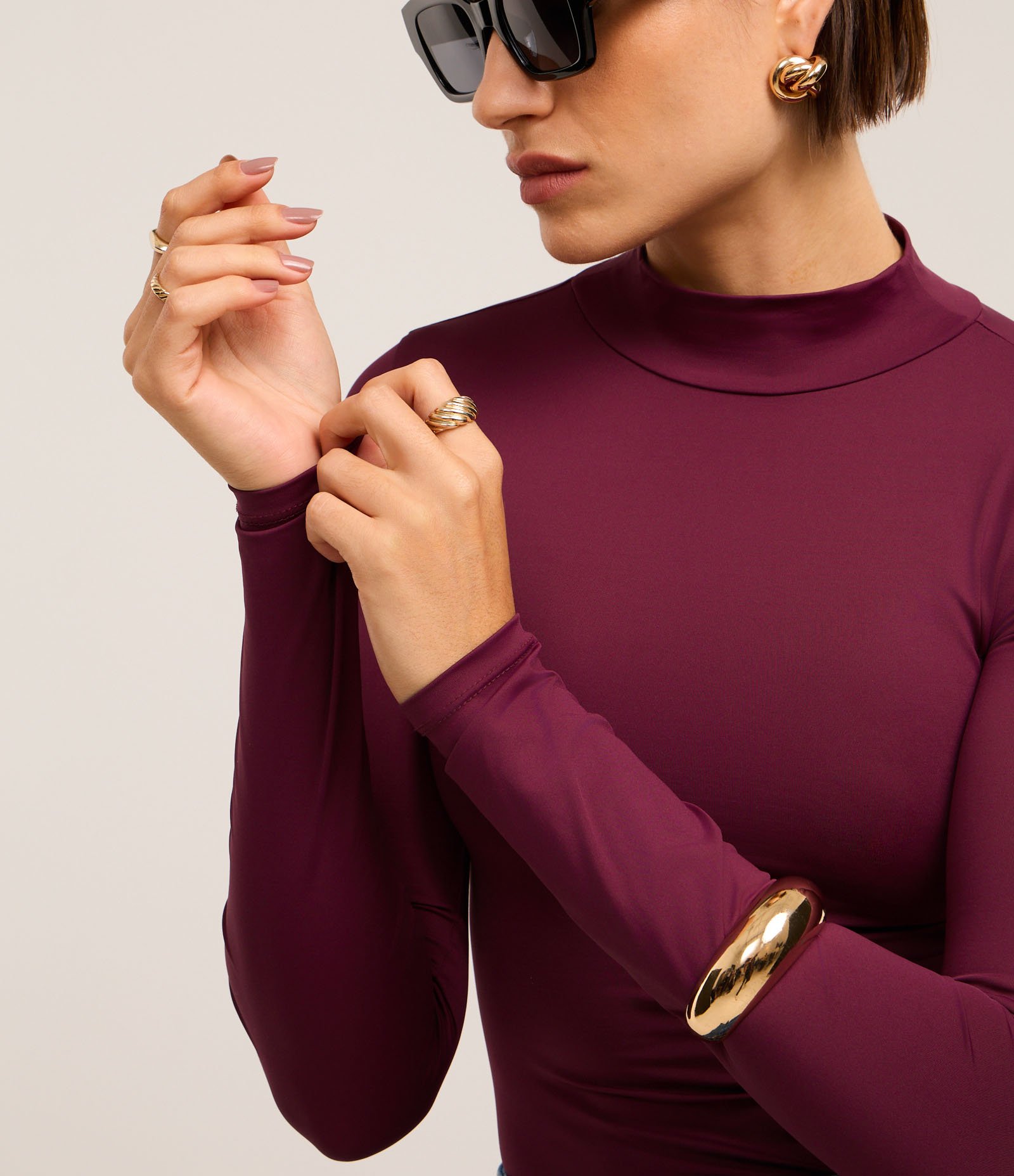 Body Básico em Poliamida com Golinha Alta Bordô 4