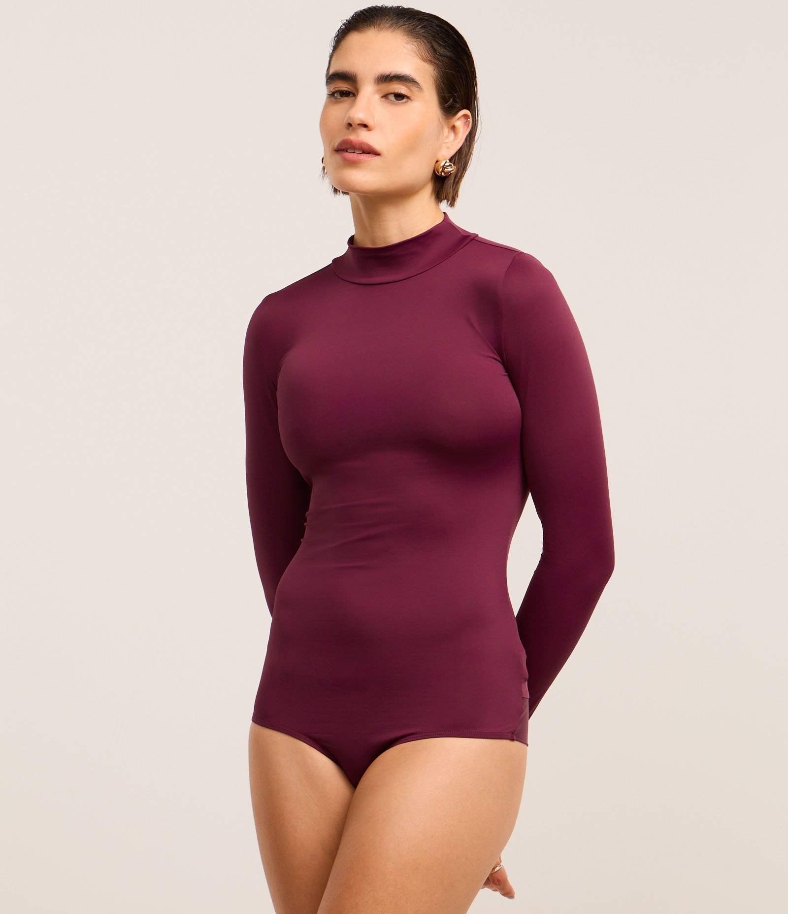 Body Básico em Poliamida com Golinha Alta Bordô 6