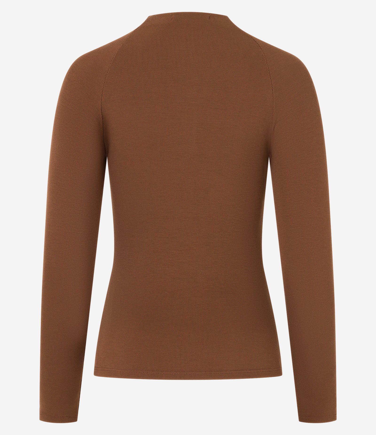 Blusa Básica em Viscose com Gola Alta e Cava Raglan Marrom 7