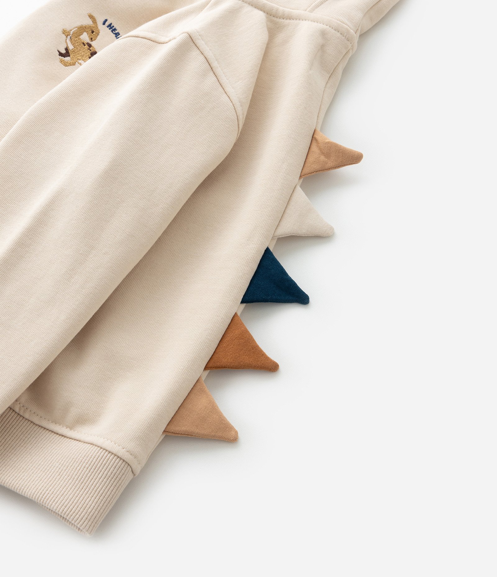 Casaco Infantil com Cristas de Dino - Tam 1 a 6 Anos Bege 9