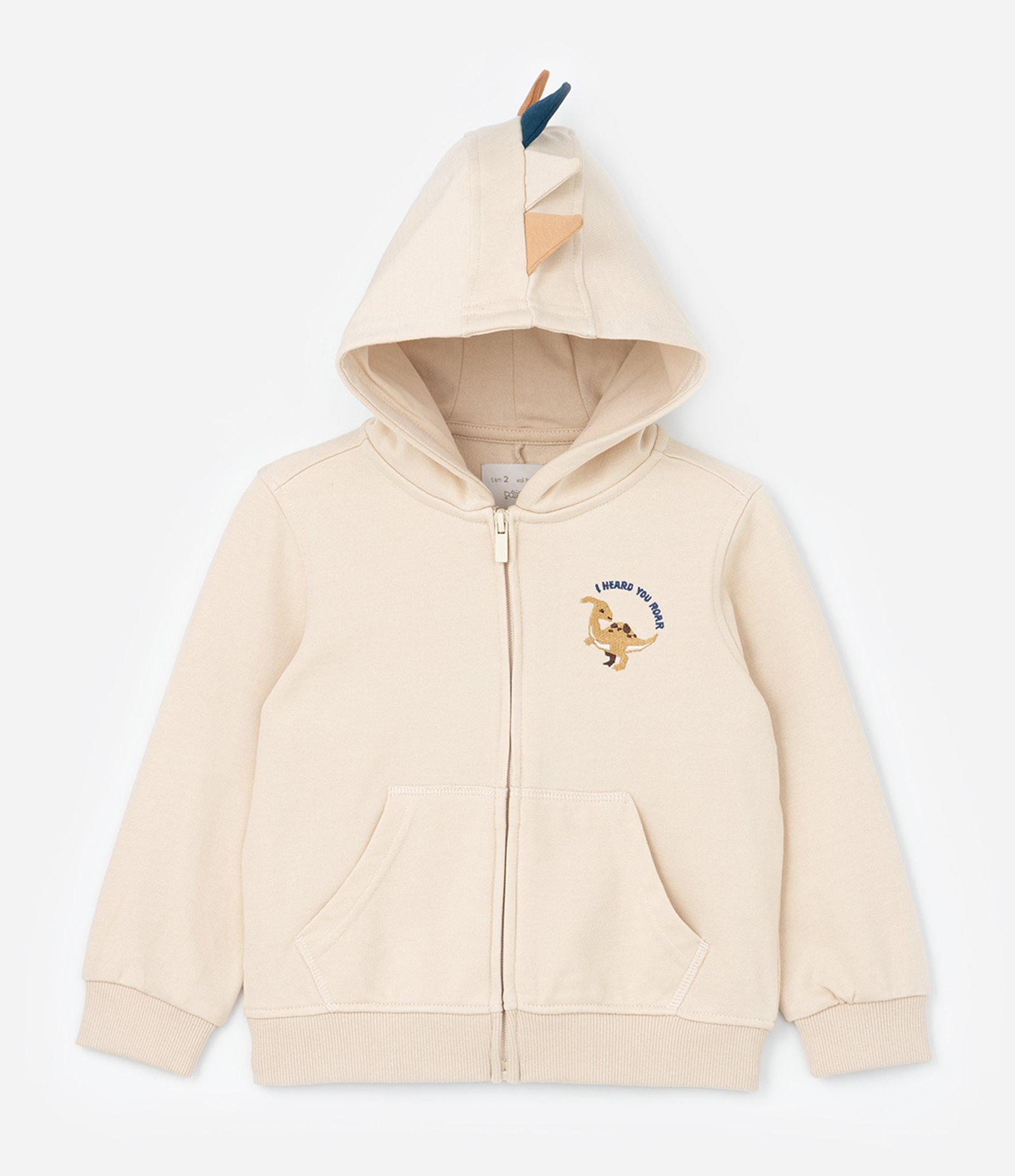 Casaco Infantil com Cristas de Dino - Tam 1 a 6 Anos Bege 2