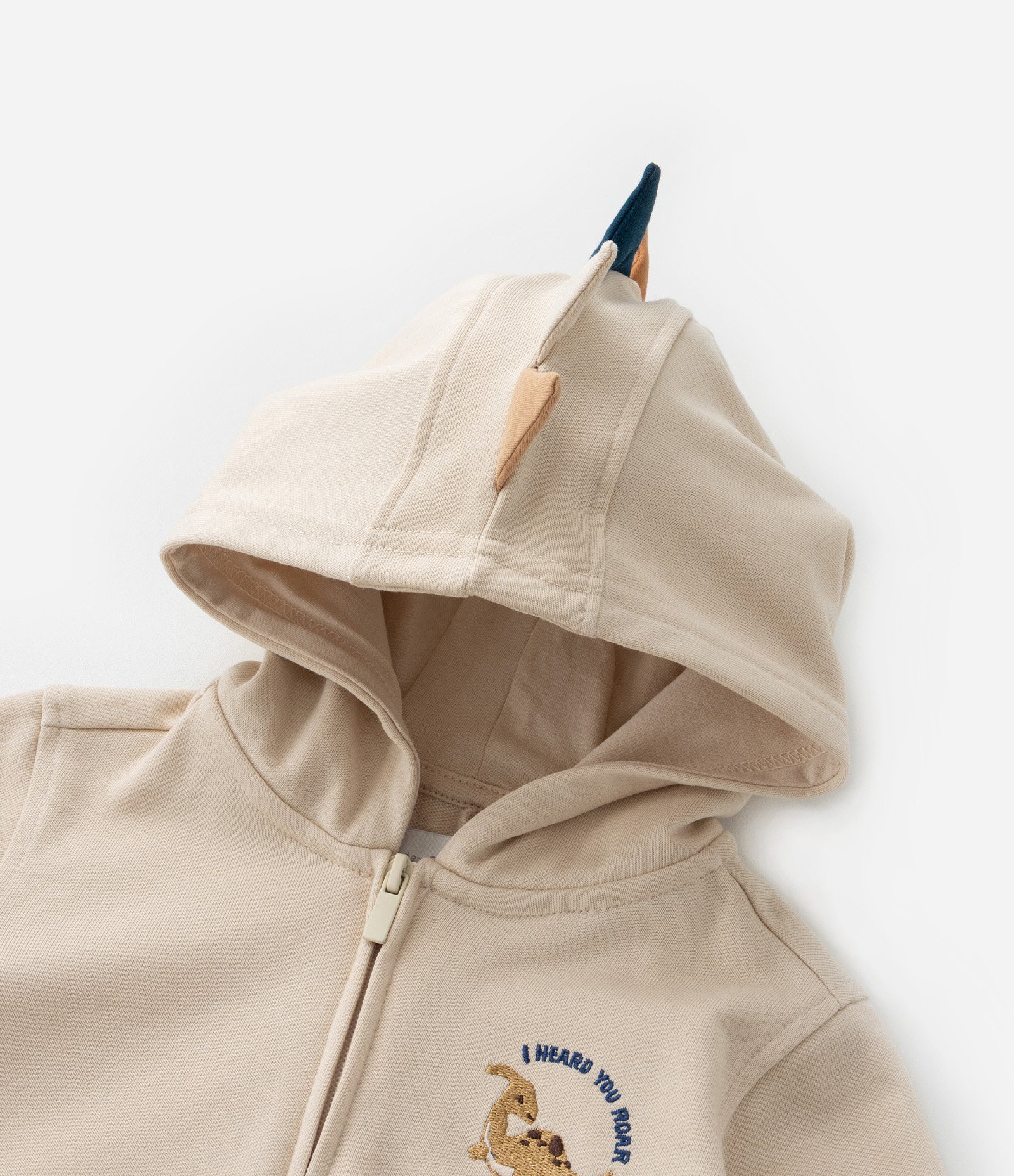 Casaco Infantil com Cristas de Dino - Tam 1 a 6 Anos Bege 6