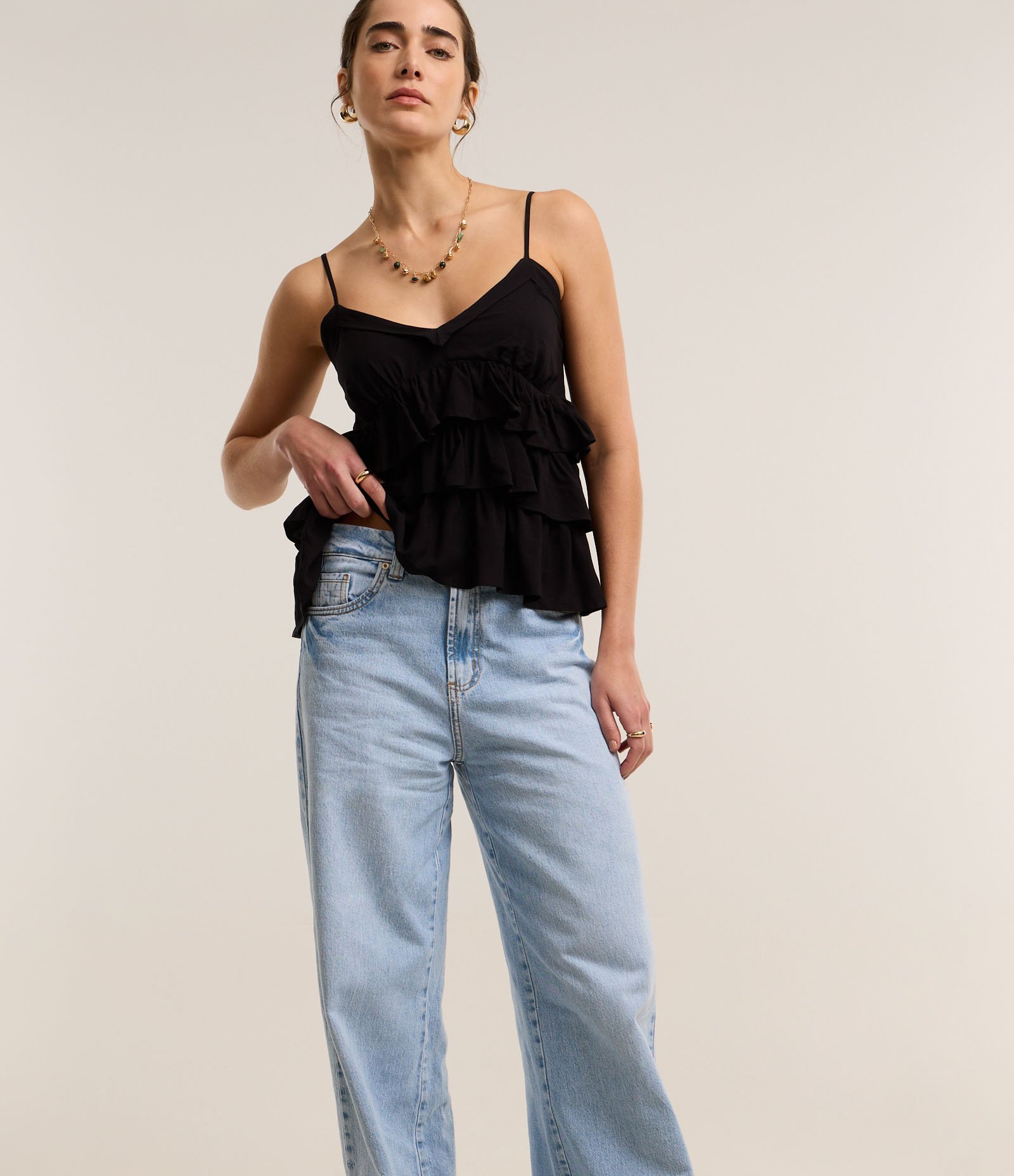 Calça Wide Leg em Jeans Marmorizada com Cintura Alta Azul 2