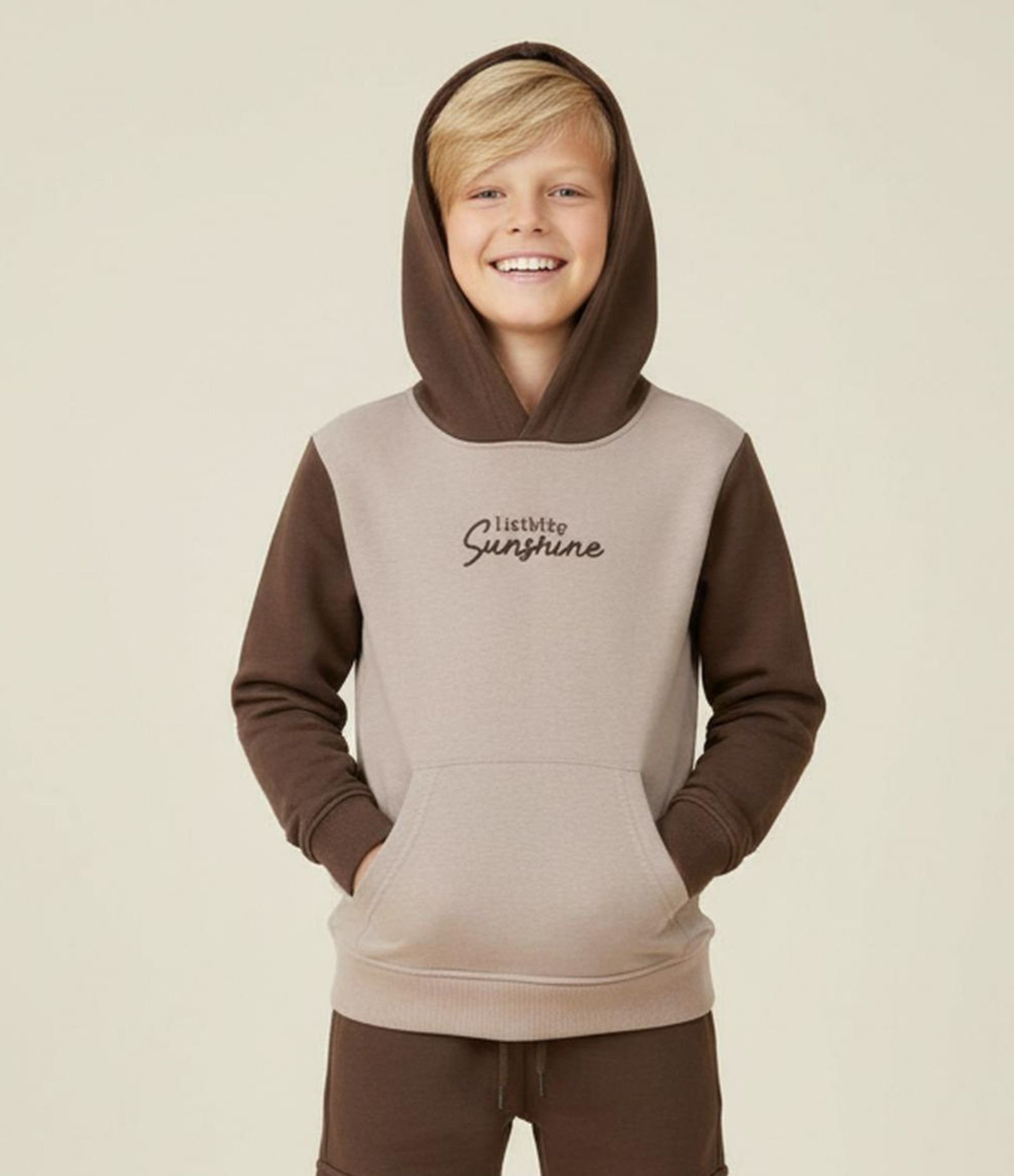 Casaco Infantil com Capuz e Bolso Canguru - Tam 5 a 14 Anos Marrom 1