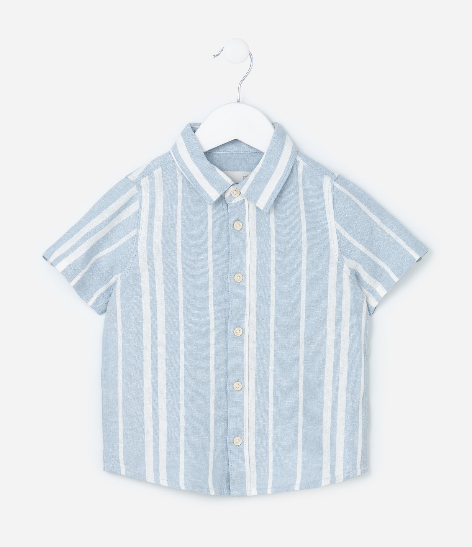 Camisa Infantil em Viscolinho com Estampa Listras - Tam 1 a 6 Anos Azul 2