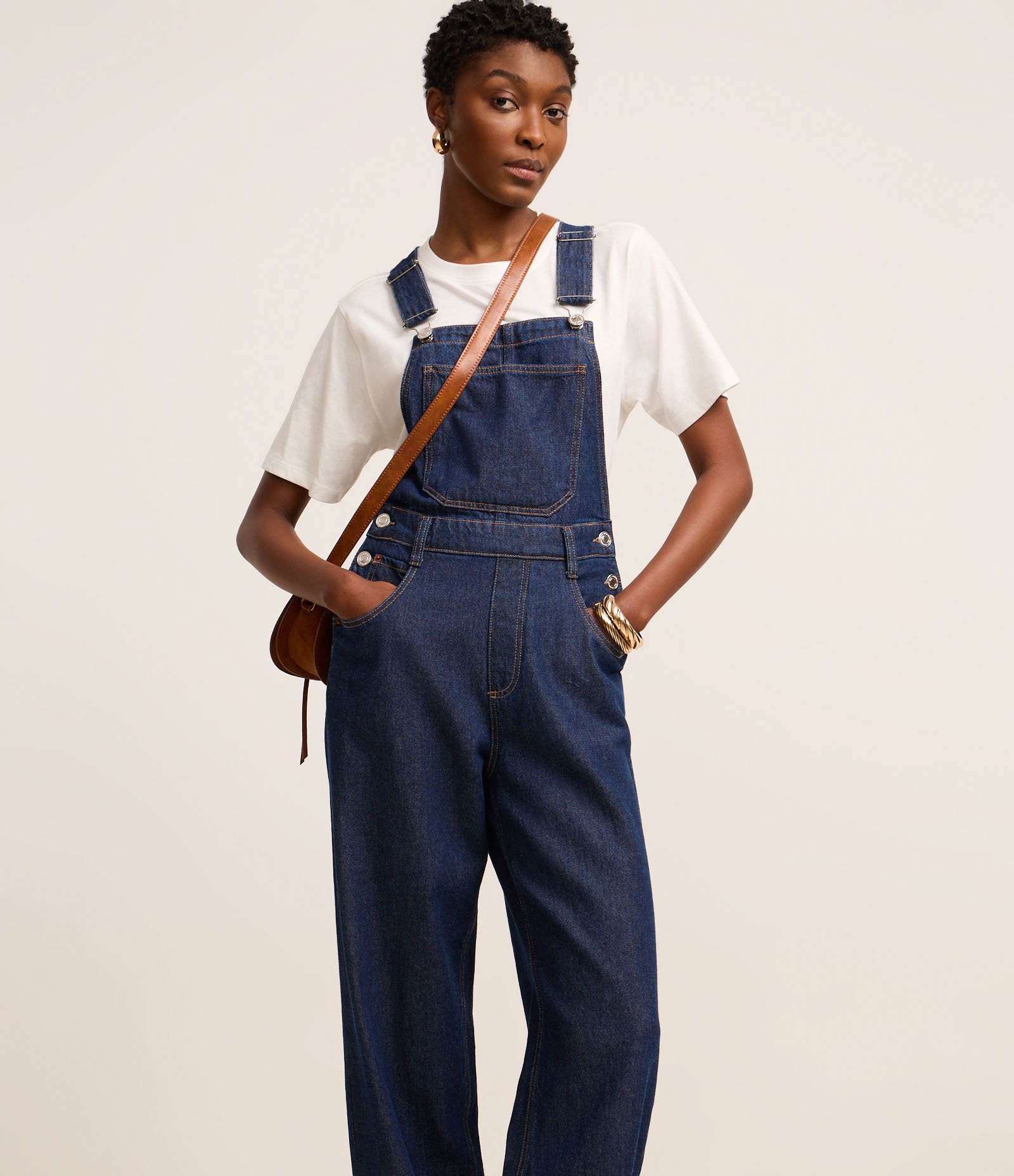 Jardineira Longa em Jeans com Botões Laterais Azul 1