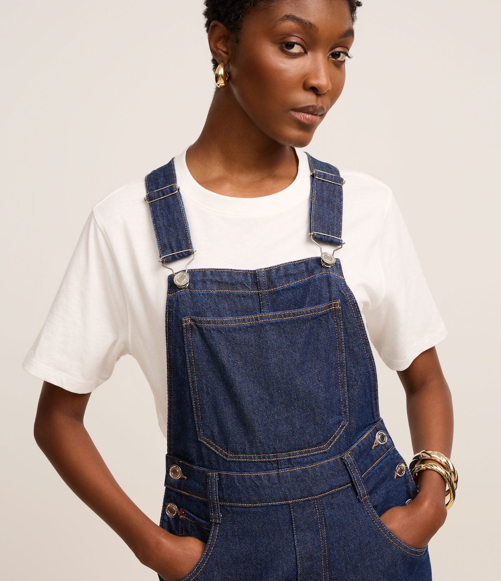 Jardineira Longa em Jeans com Botões Laterais Azul 3