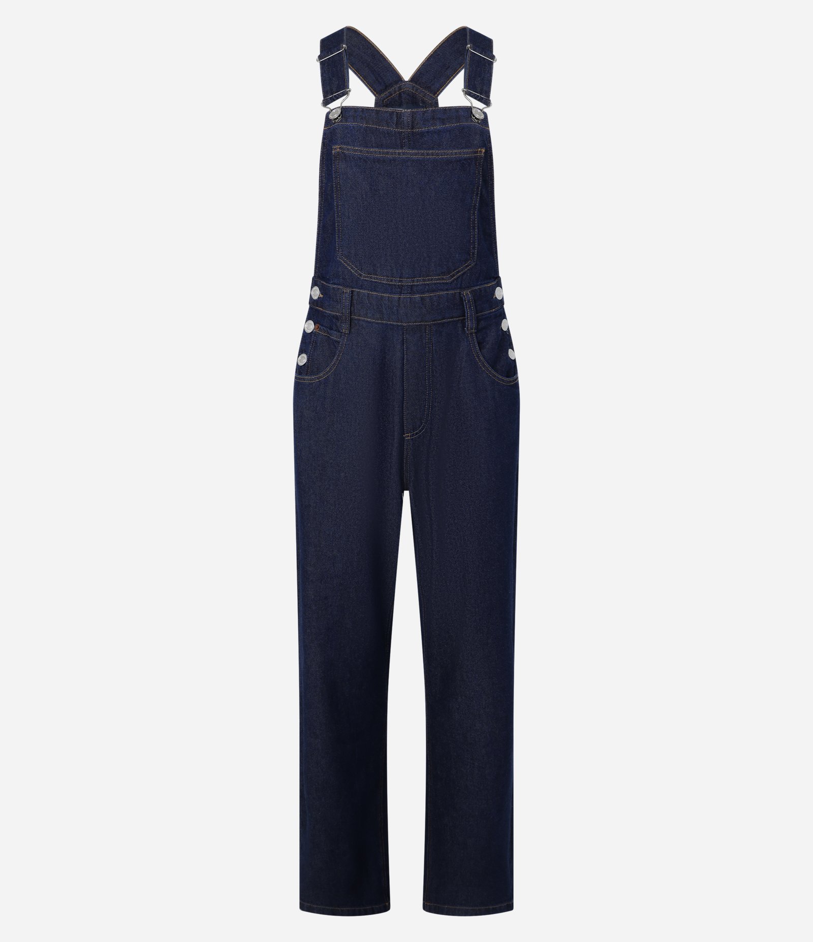 Jardineira Longa em Jeans com Botões Laterais Azul 5