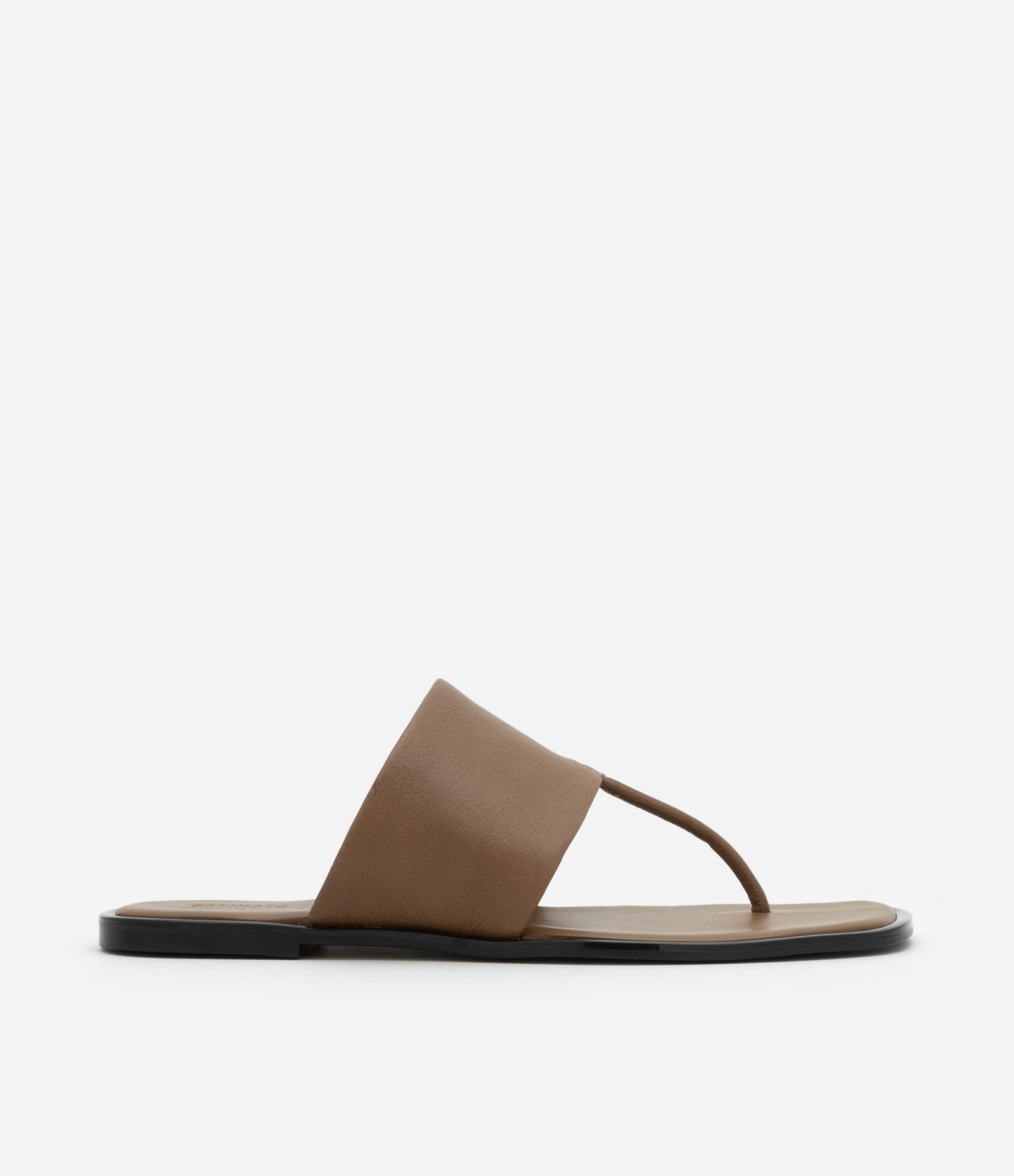 Rasteira Chinelo em Couro com Tira Larga Marrom 1