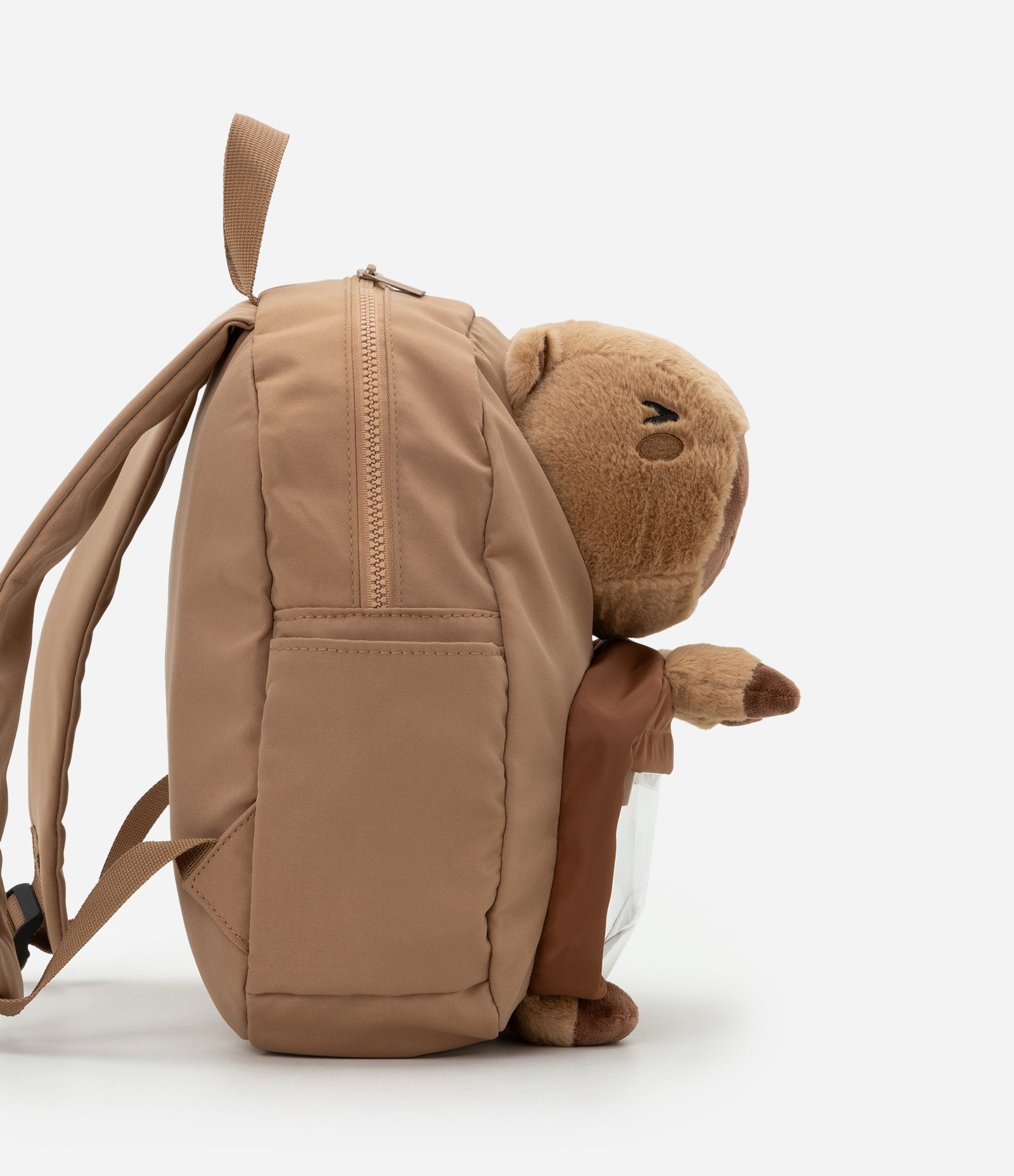 Mochila Infantil com Bordado de Capivara Interativo - Tam Único Marrom 2