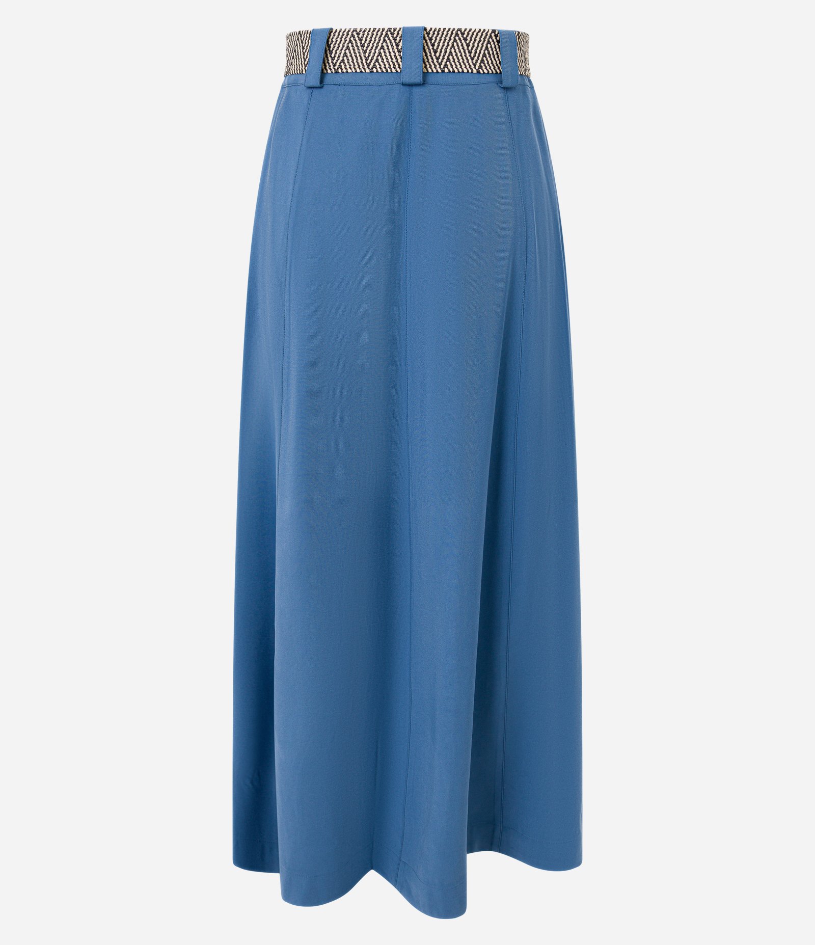 Saia Evasê Midi em Viscose com Cinto de Ráfi Azul 6
