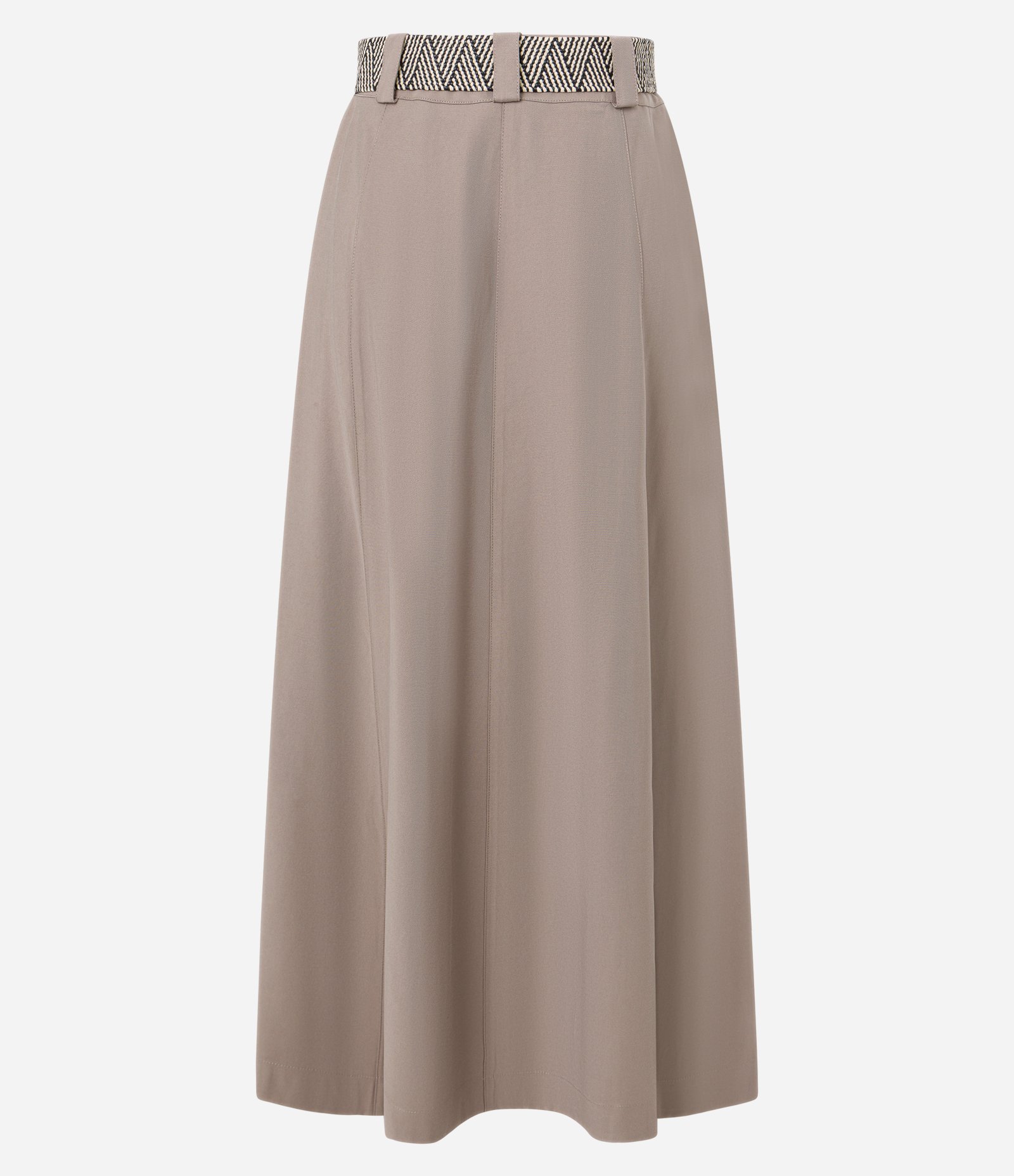 Saia Evasê Midi em Viscose com Cinto de Ráfi Bege 6