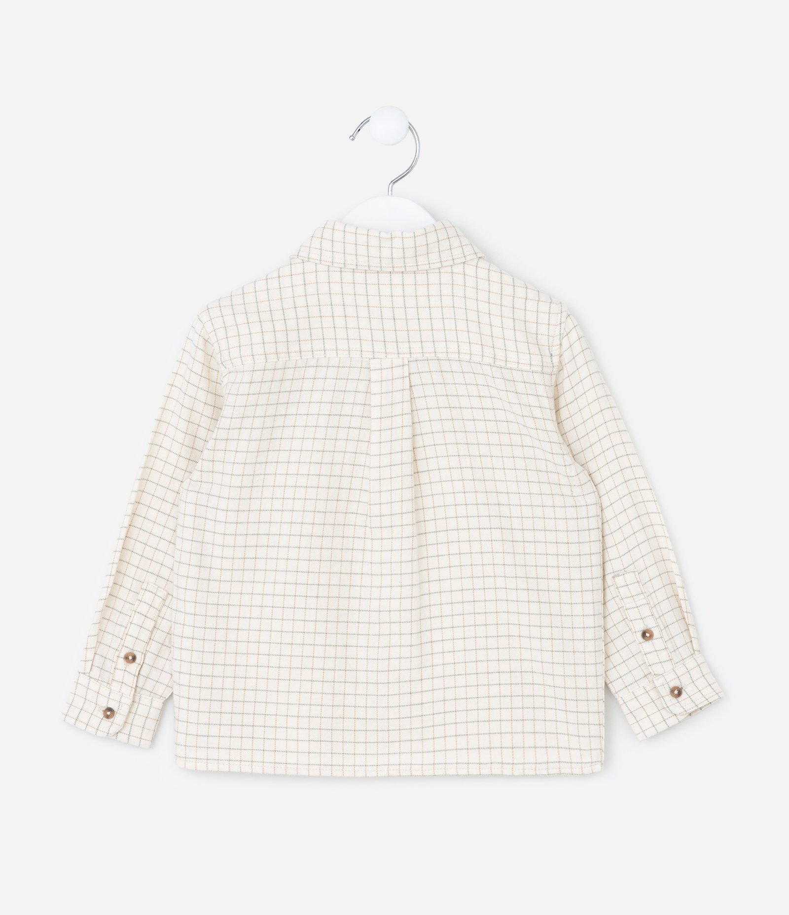 Camisa Infantil em Flanela com Estampa Quadriculada - Tam 1 a 6 Anos Bege 3
