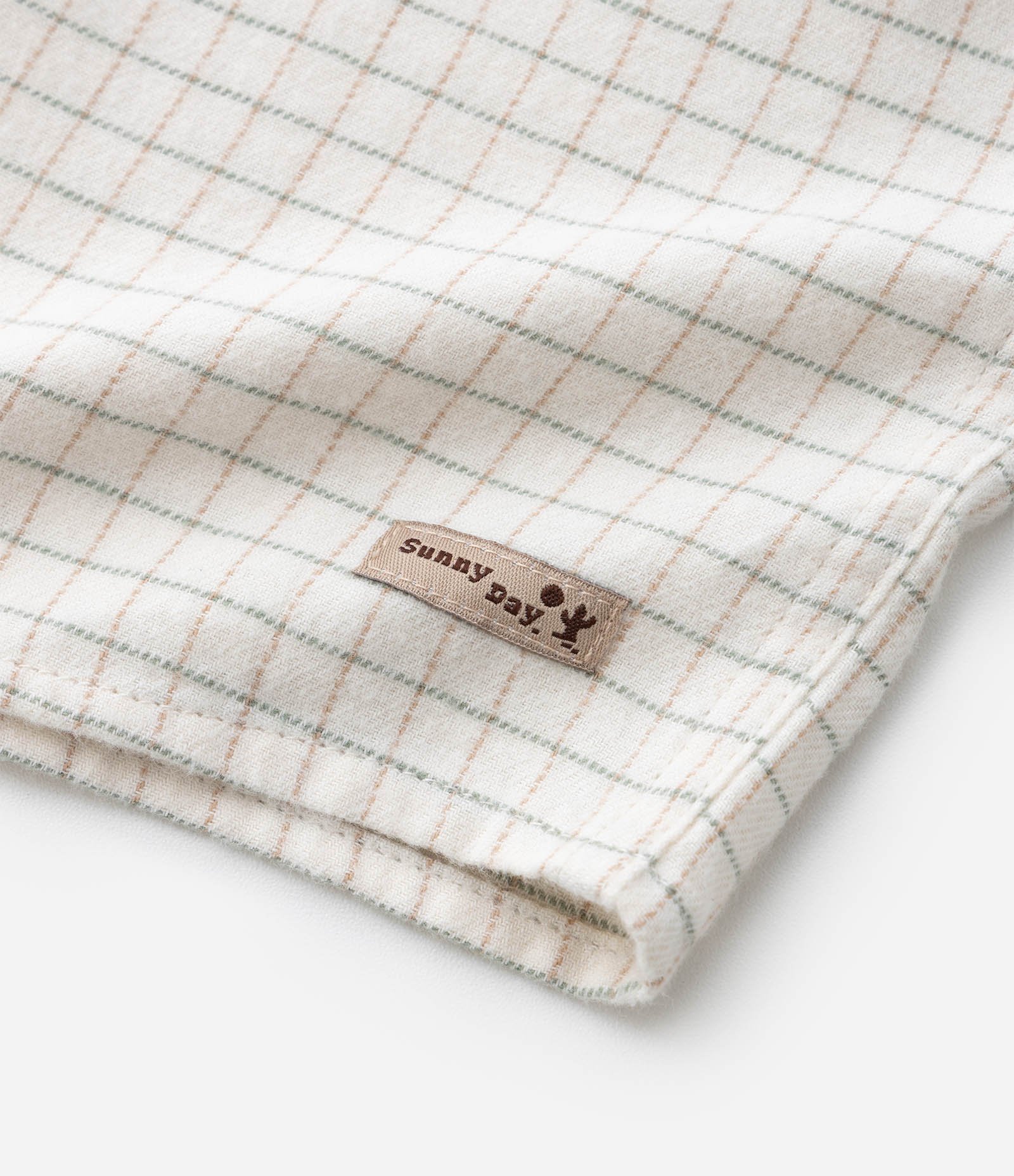 Camisa Infantil em Flanela com Estampa Quadriculada - Tam 1 a 6 Anos Bege 7