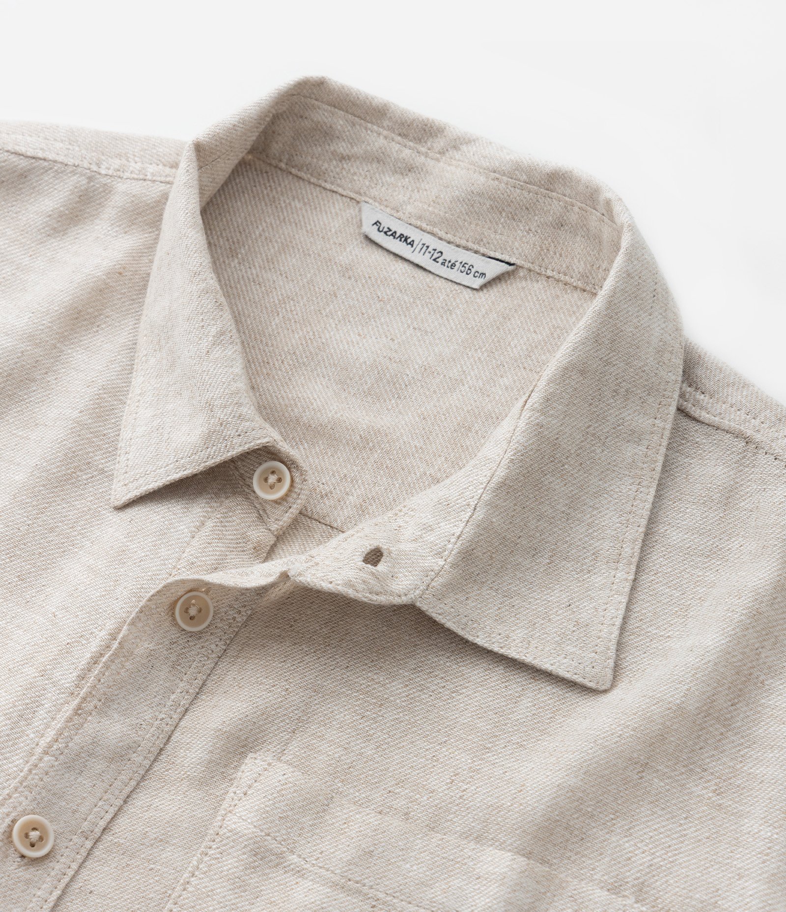 Camisa Infantil em Viscolinho com Bolso - Tam 5 a 14 Anos Bege 5